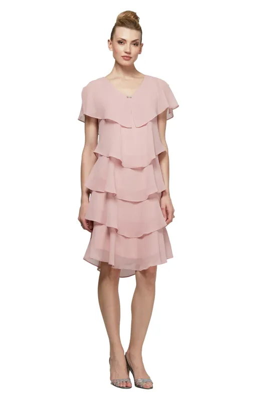 Georgette Tiered Cocktail Dress - Faded Rose made by Dress Barn