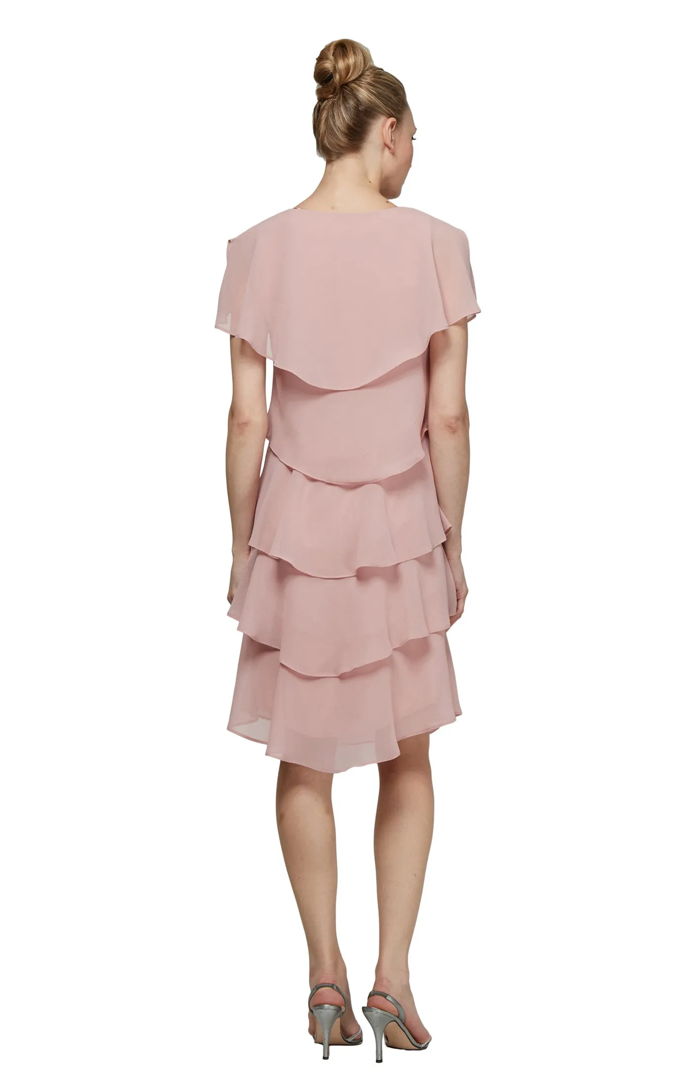 Georgette Tiered Cocktail Dress - Faded Rose sold by Dress Barn product image thumbnail 2