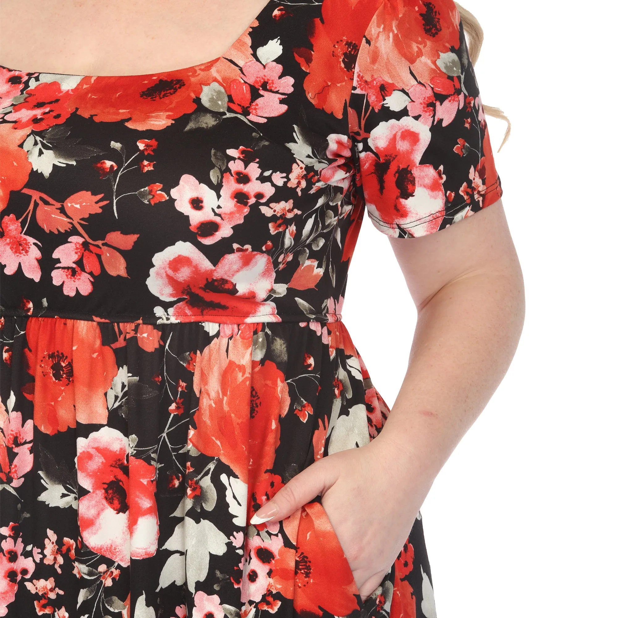 Women's Square Neck Short Sleeve Floral Dress sold by Dress Barn product image thumbnail 4