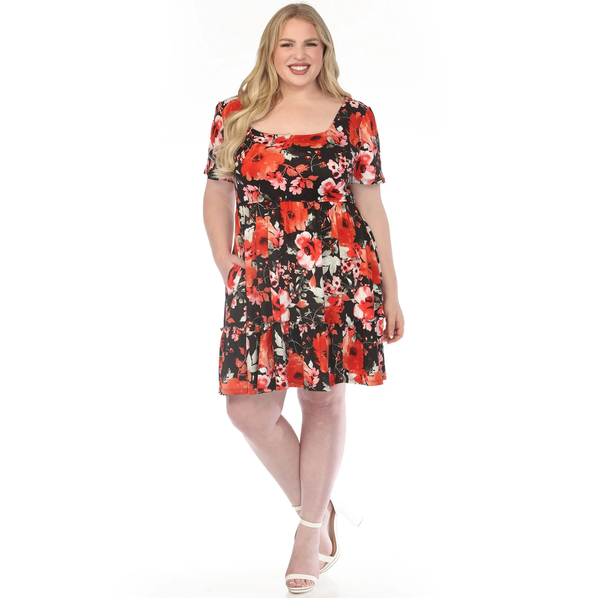 Women's Square Neck Short Sleeve Floral Dress sold by Dress Barn product image thumbnail 5