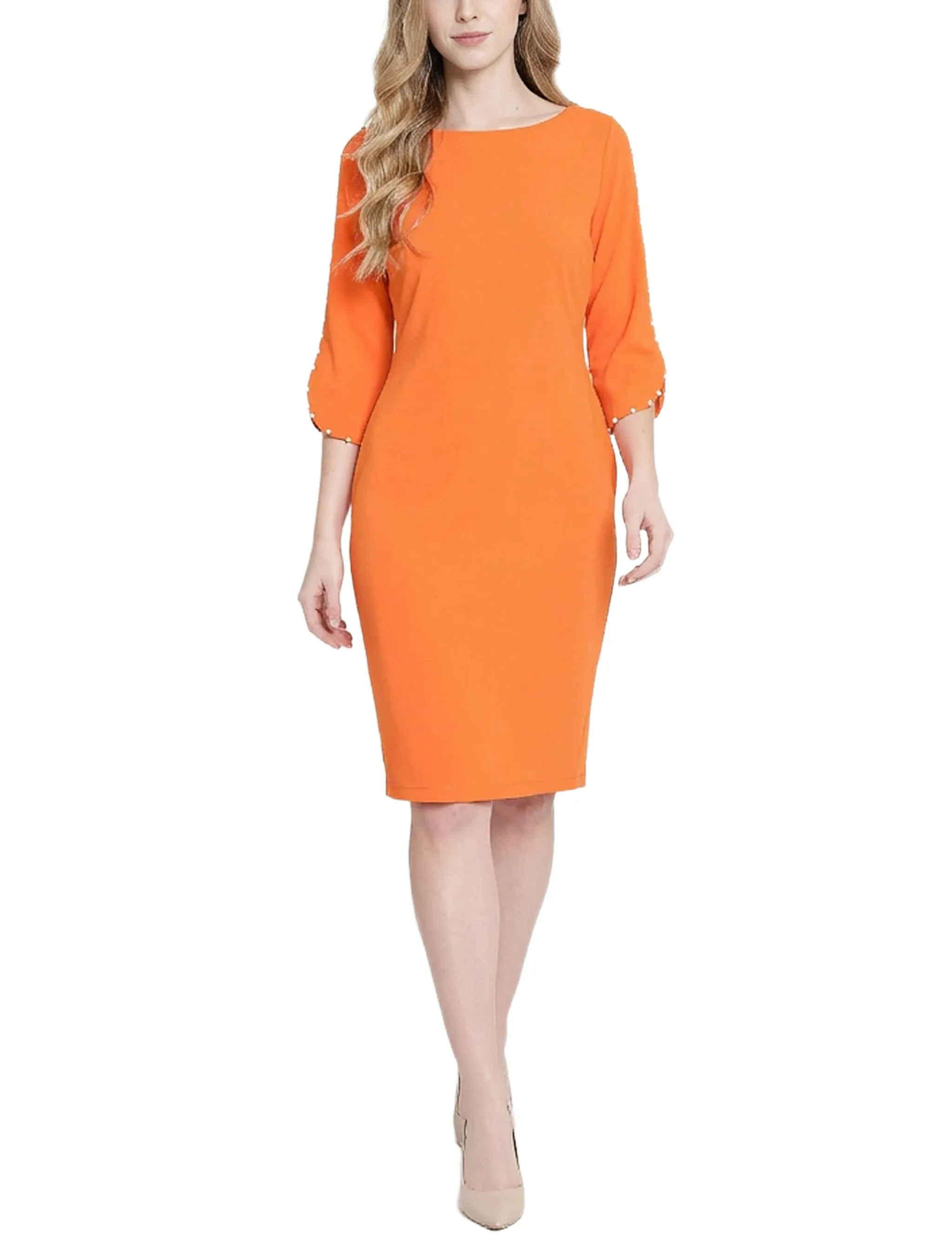 NY Collection 3/4 Pearl-Detail Petal Sleeve Dress sold by Dress Barn product image thumbnail 5