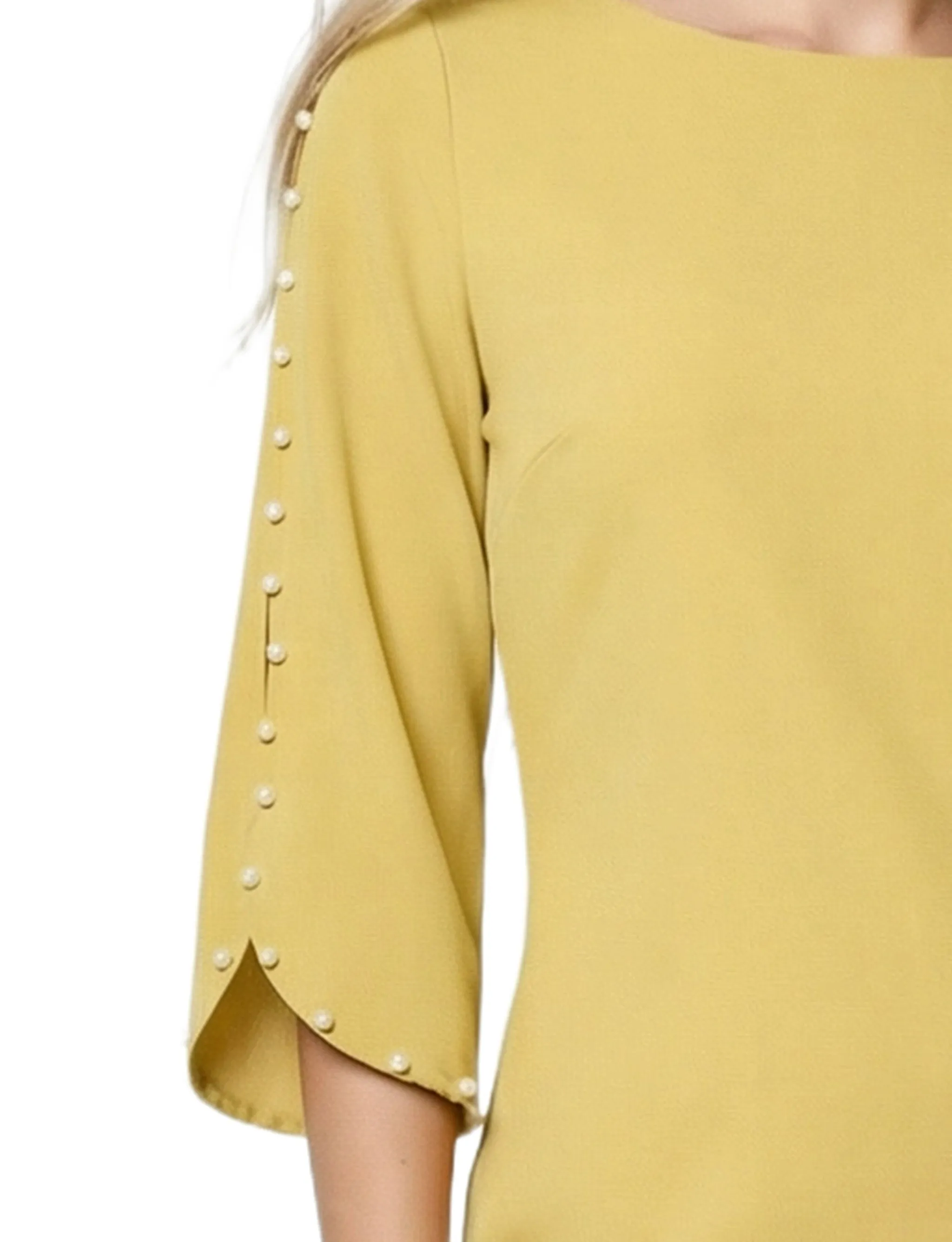 NY Collection 3/4 Pearl-Detail Petal Sleeve Dress sold by Dress Barn product image thumbnail 2