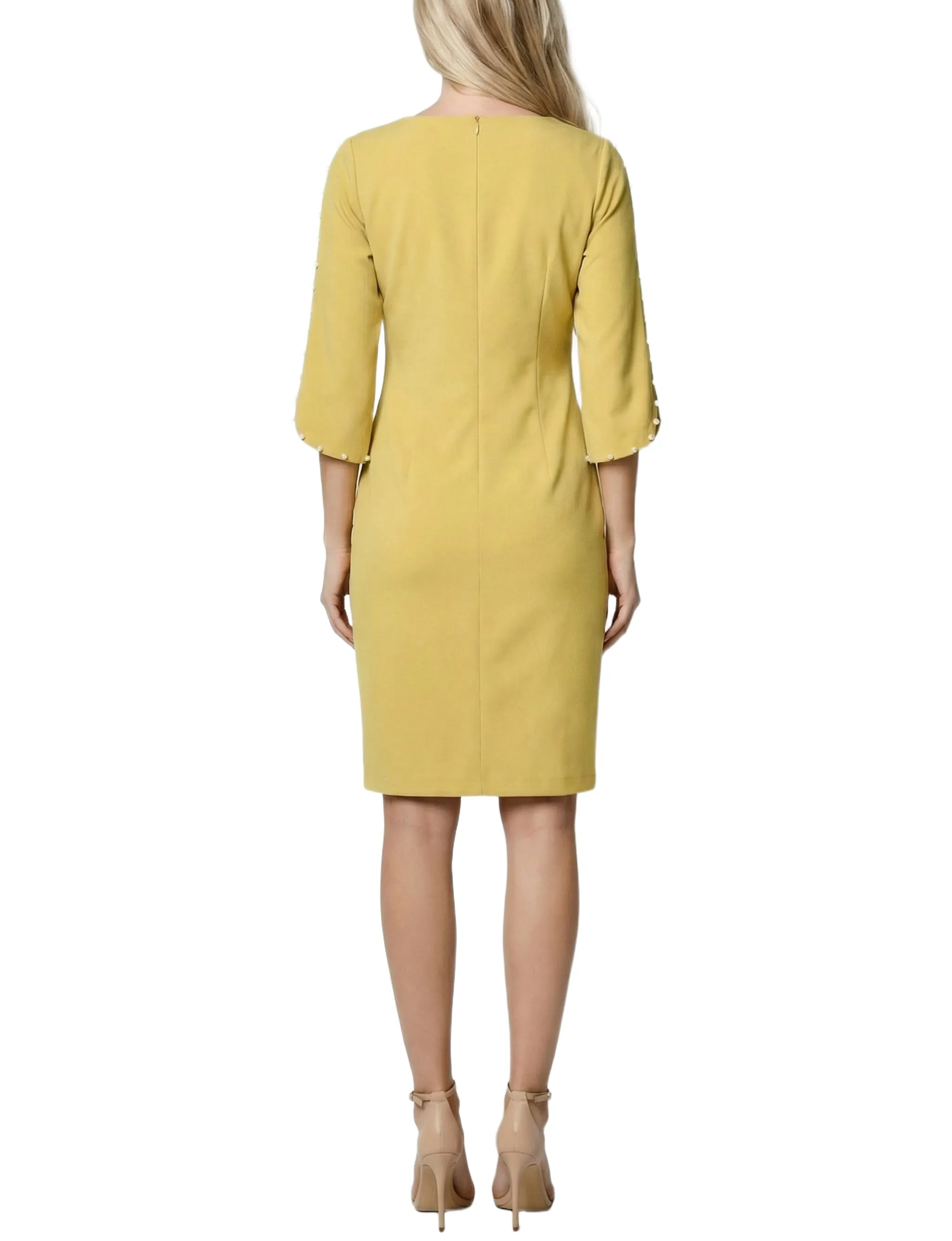 NY Collection 3/4 Pearl-Detail Petal Sleeve Dress sold by Dress Barn product image thumbnail 4