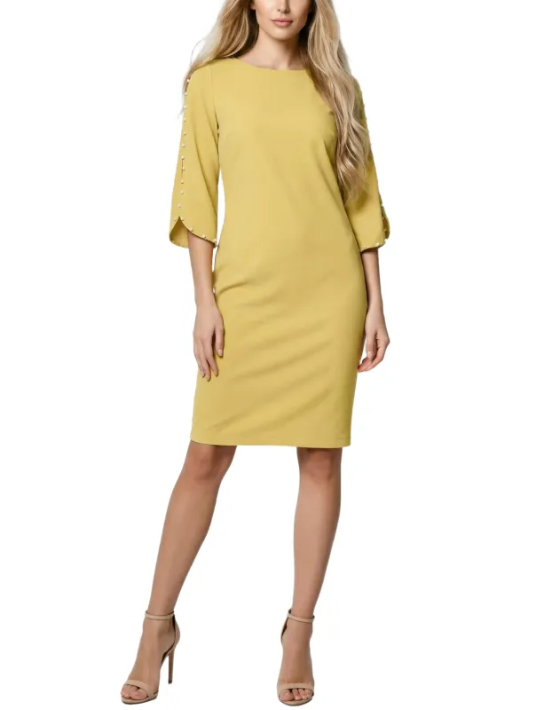NY Collection 3/4 Pearl-Detail Petal Sleeve Dress made by Dress Barn