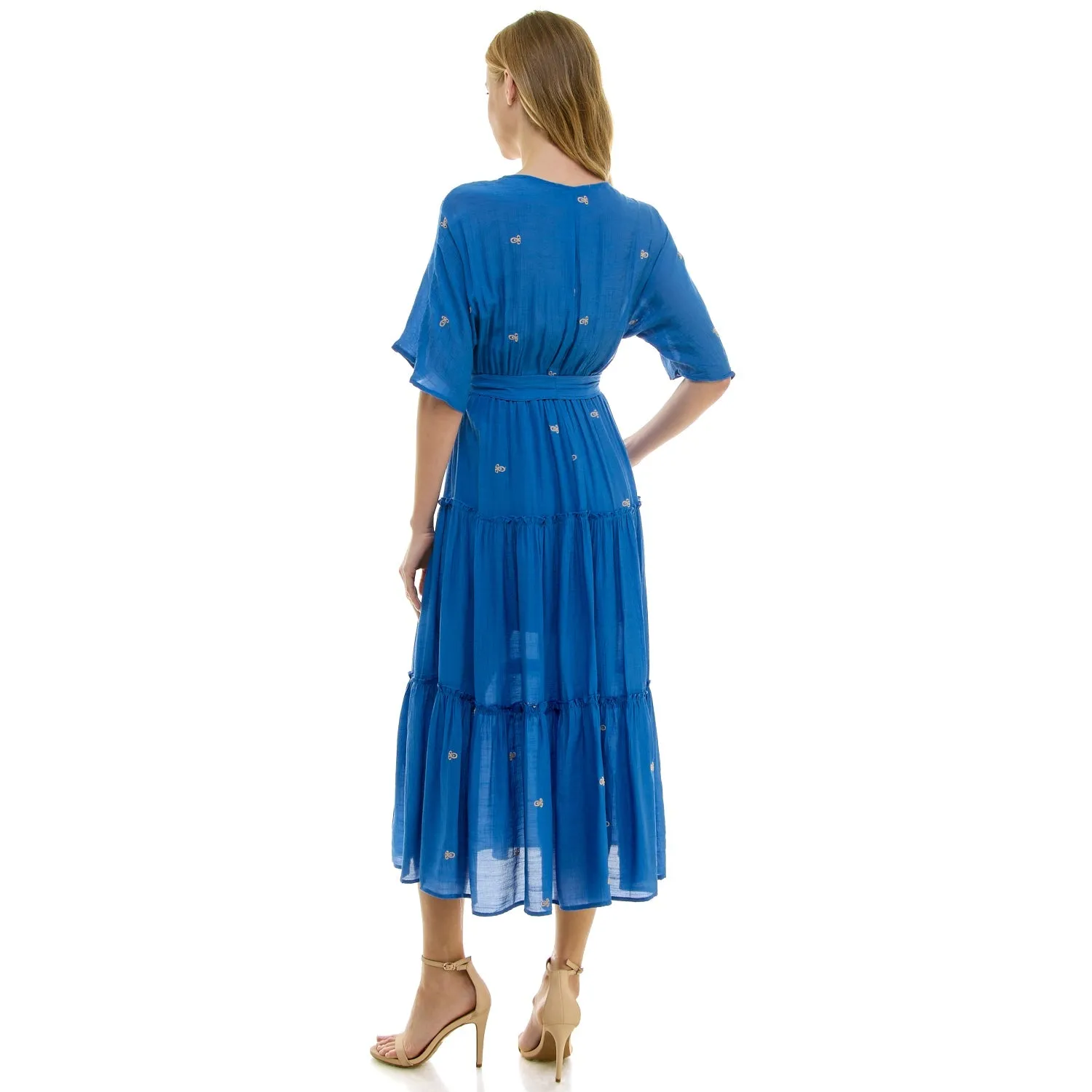 3/4 Sleeve Wrap Style Dress With Scallop Embroidered Neck sold by Dress Barn product image thumbnail 3
