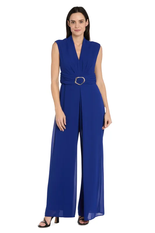 Funnel Neck Jumpsuit with Buckle - Royal made by Dress Barn