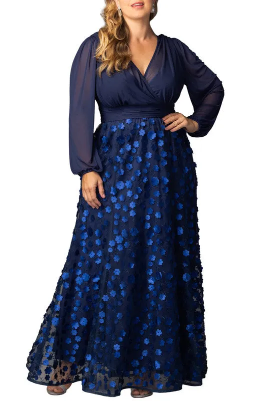 Blossoming Beauty Mesh Evening Gown - Black - Plus made by Dress Barn