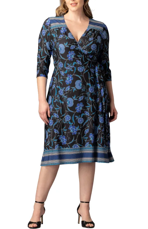 Beguiling Border Print Wrap Dress - Black - Plus made by Dress Barn