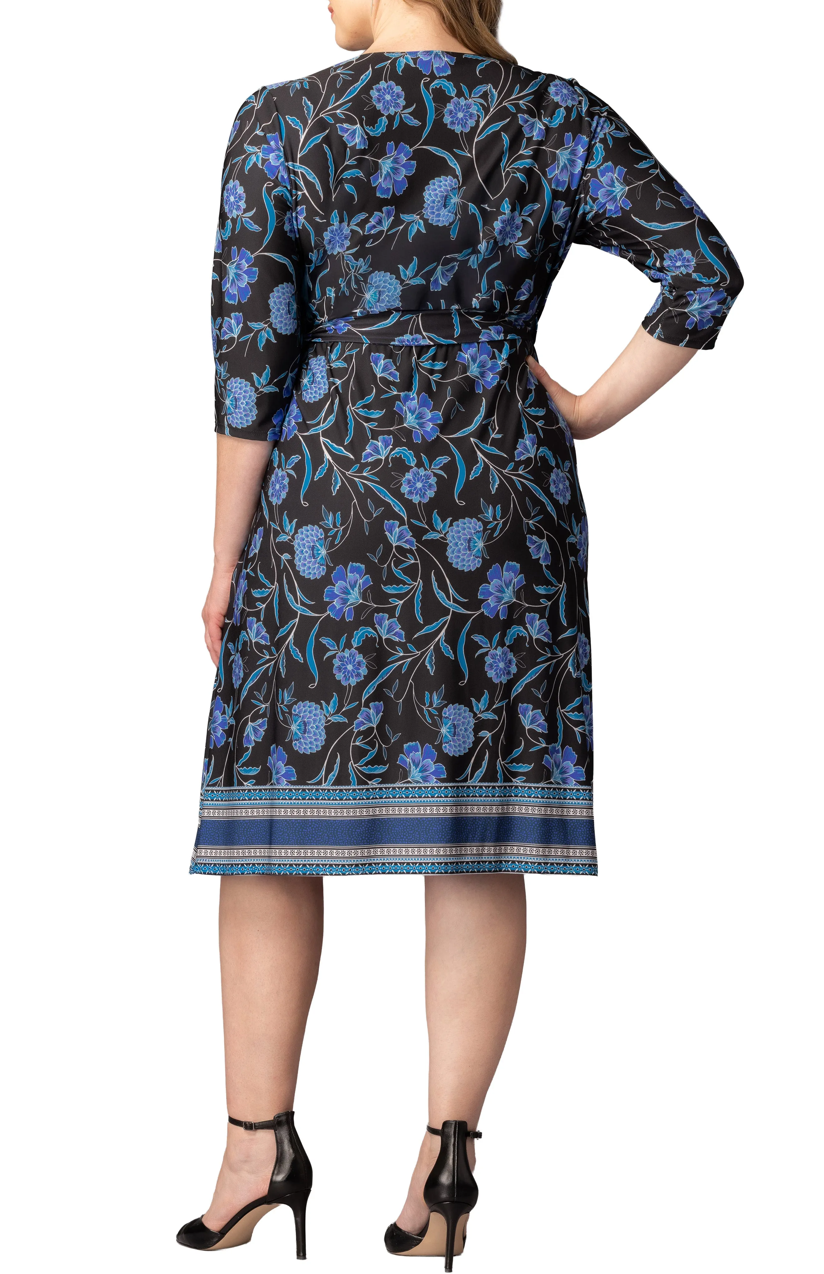 Beguiling Border Print Wrap Dress - Black - Plus sold by Dress Barn product image thumbnail 2