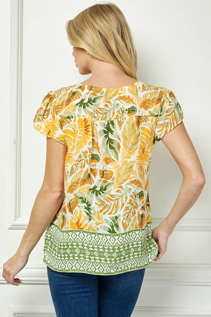Flutter Sleeve Beaded Tie-Neck Print Blouse in Cream/Rust/Sage sold by Dress Barn product image thumbnail 4