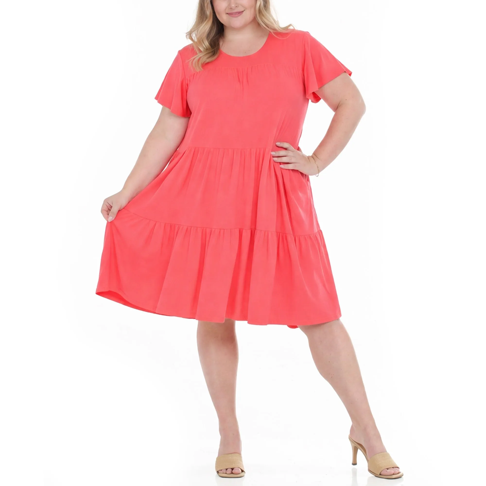 Plus Size Flutter Sleeve Ruffle Tiered Dress sold by Dress Barn product image thumbnail 5