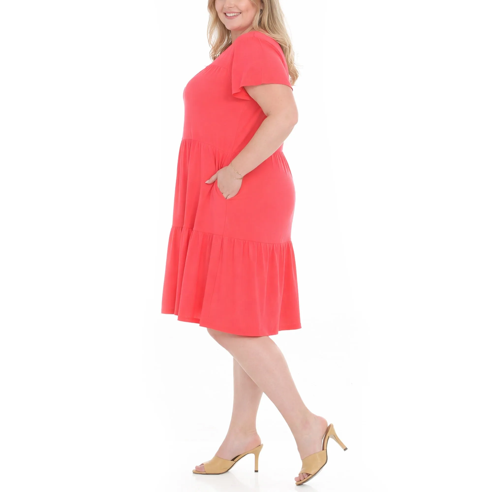 Plus Size Flutter Sleeve Ruffle Tiered Dress sold by Dress Barn product image thumbnail 2