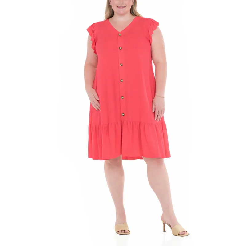 Plus Size Button Front Tiered Swing Dress made by Dress Barn
