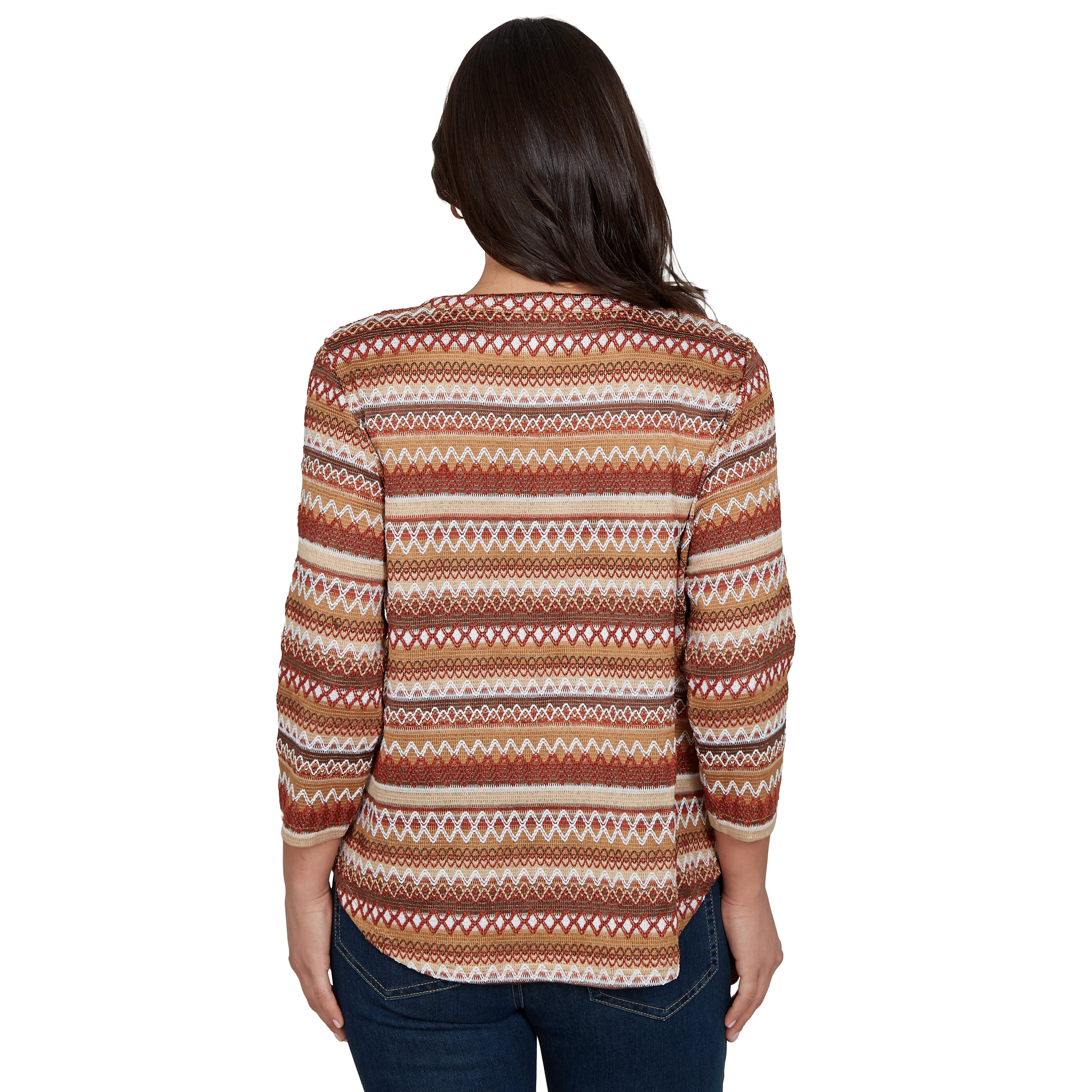 Alfred Dunner Textured Stripe Knit Top with Necklace - Tan sold by Dress Barn product image thumbnail 2