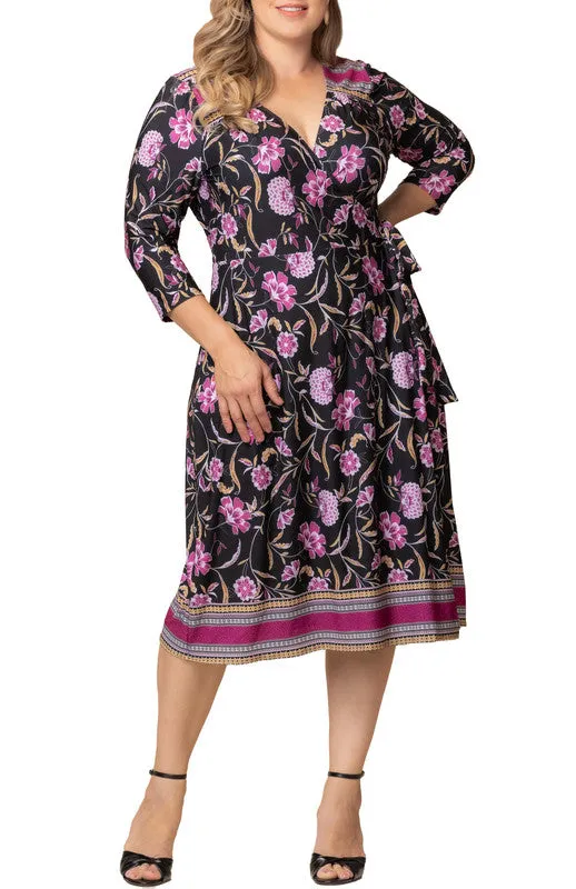 Beguiling Border Print Wrap Dress - Plus made by Dress Barn