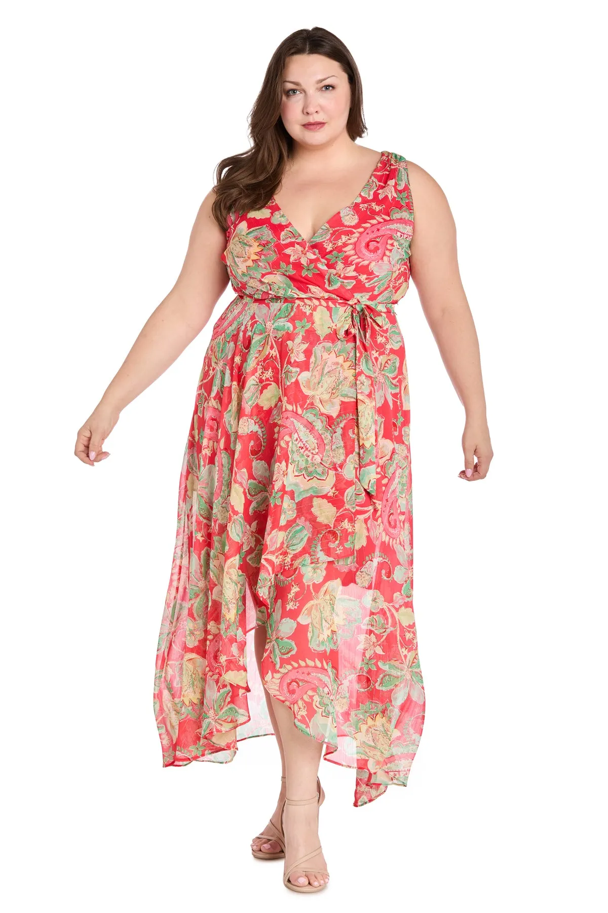 Printed Chiffon Surplice Maxi - Plus sold by Dress Barn