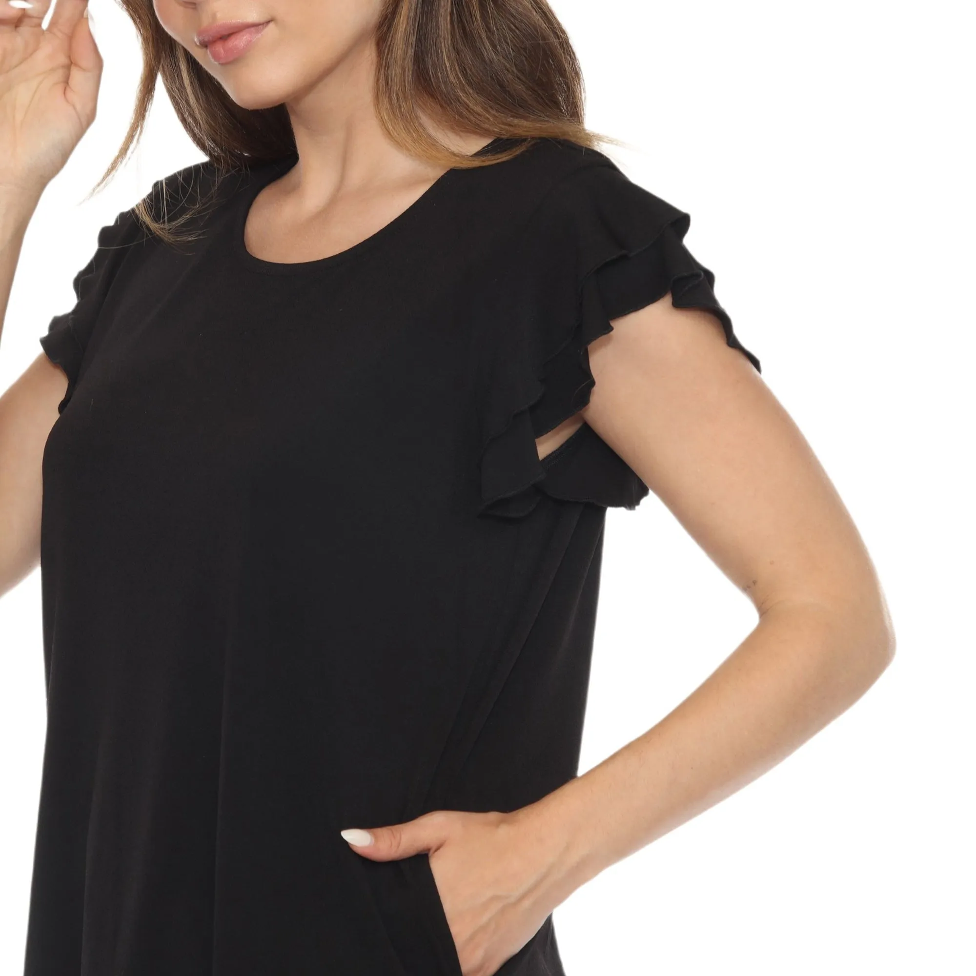 Women's Flutter Sleeve Top and Scuba Pants Set - Black sold by Dress Barn product image thumbnail 4