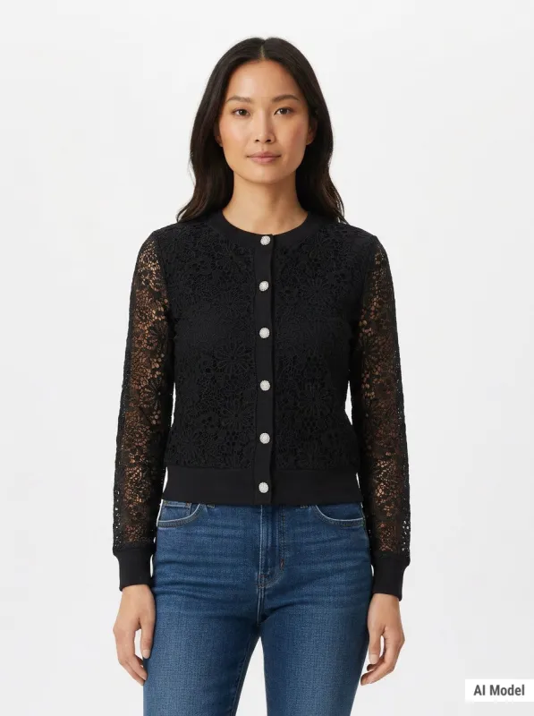 Long Sleeve Lace Blouse made by Dress Barn