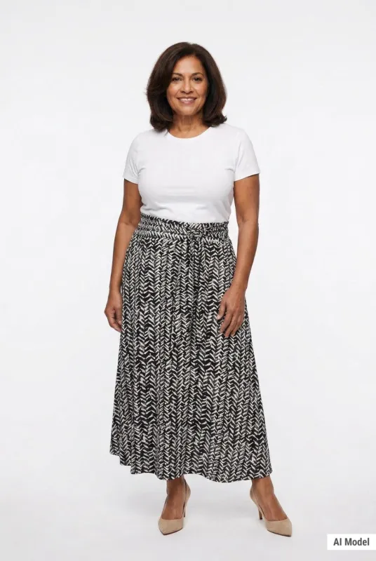 Maxi Skirt With Sash Waist Tie - Plus made by Dress Barn