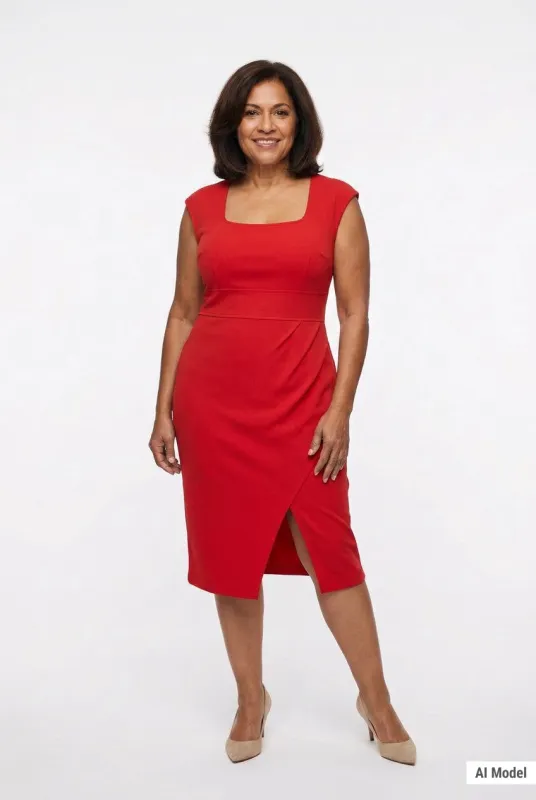 Sleeveless Square Neck Sheath Dress - Plus made by Dress Barn
