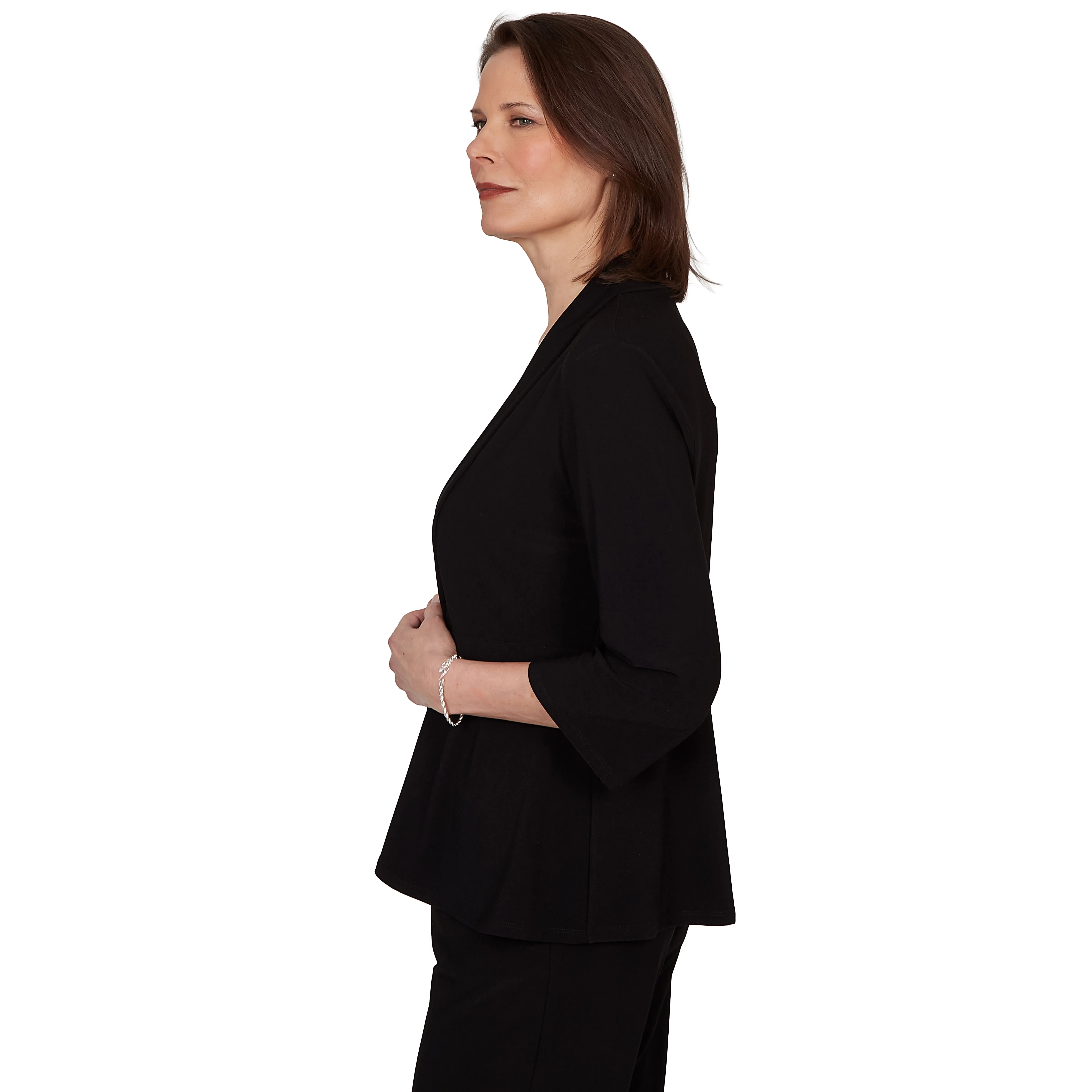 Alfred Dunner Light Open Crepe Cardigan Top - Black sold by Dress Barn product image thumbnail 4
