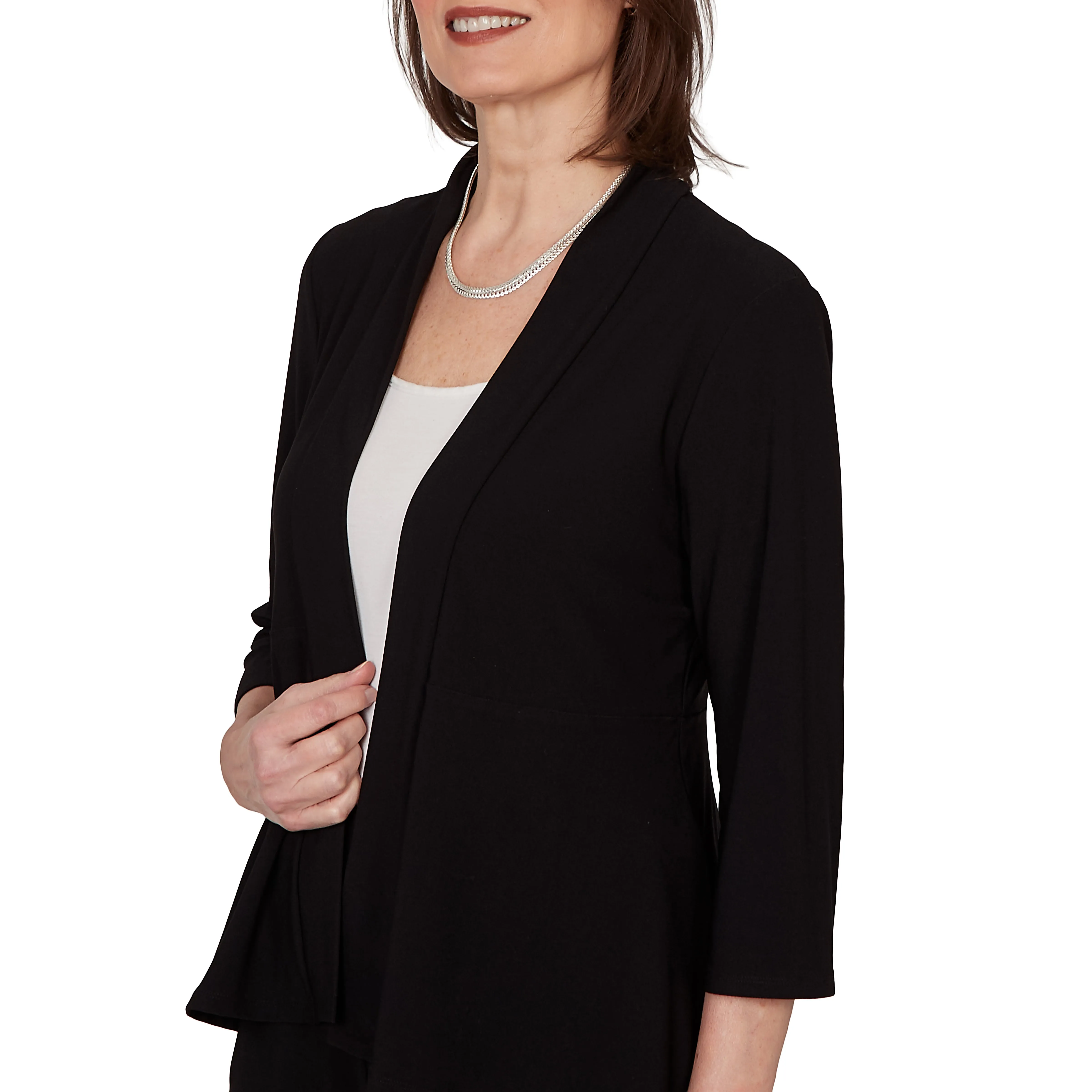 Alfred Dunner Light Open Crepe Cardigan Top - Black sold by Dress Barn product image thumbnail 5