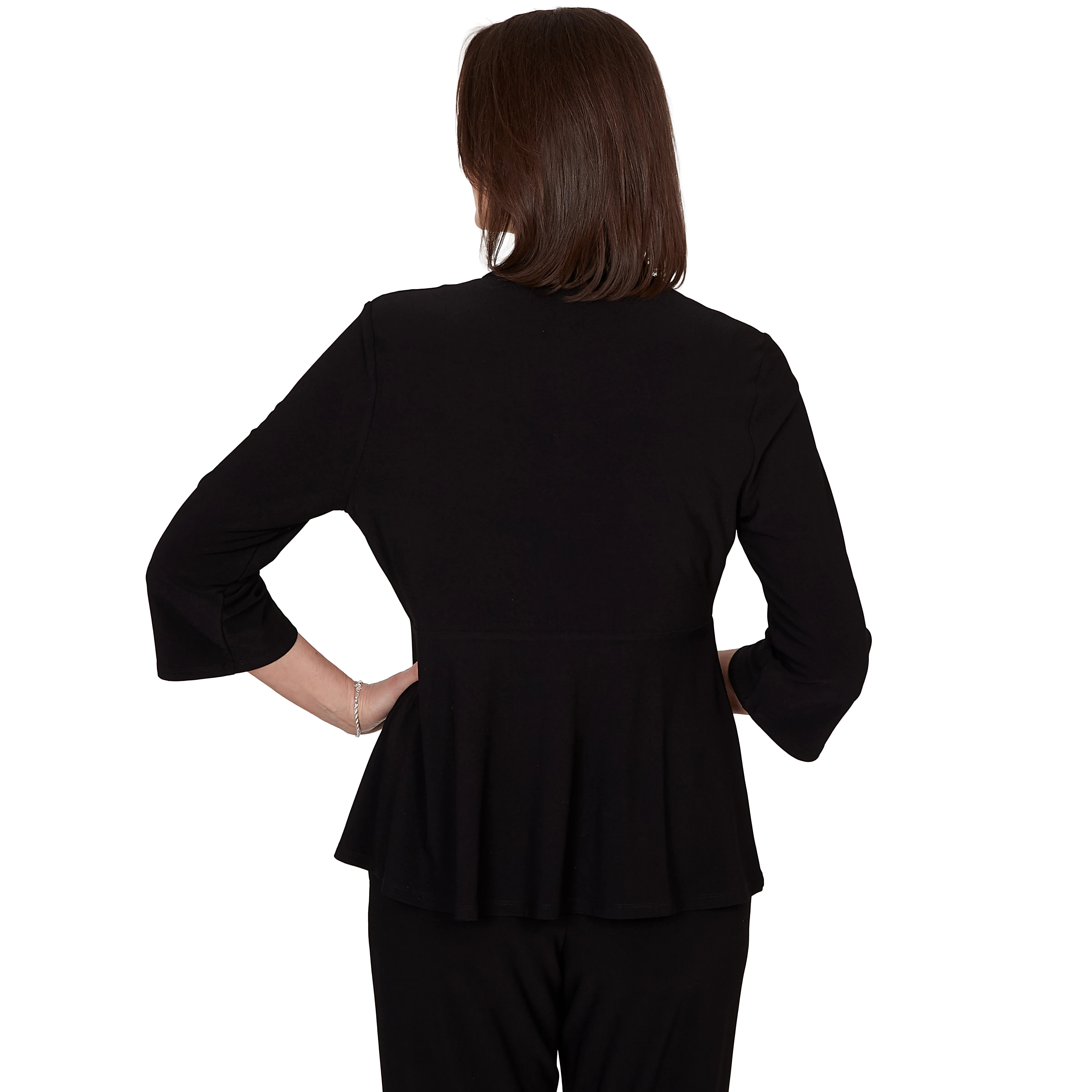 Alfred Dunner Light Open Crepe Cardigan Top - Black sold by Dress Barn product image thumbnail 2