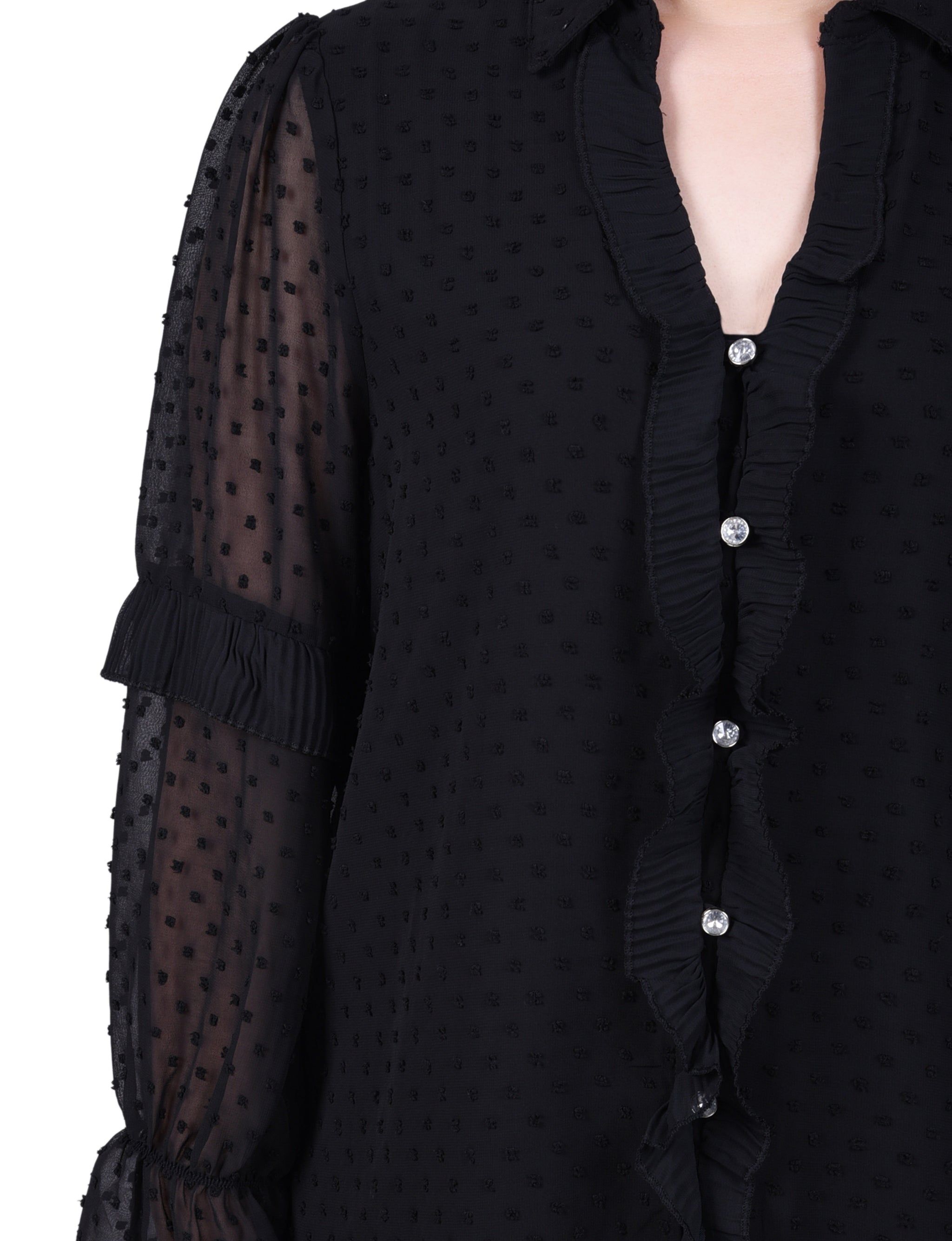 NY Collection Long Sleeve Dotted Chiffon Blouse sold by Dress Barn product image thumbnail 3