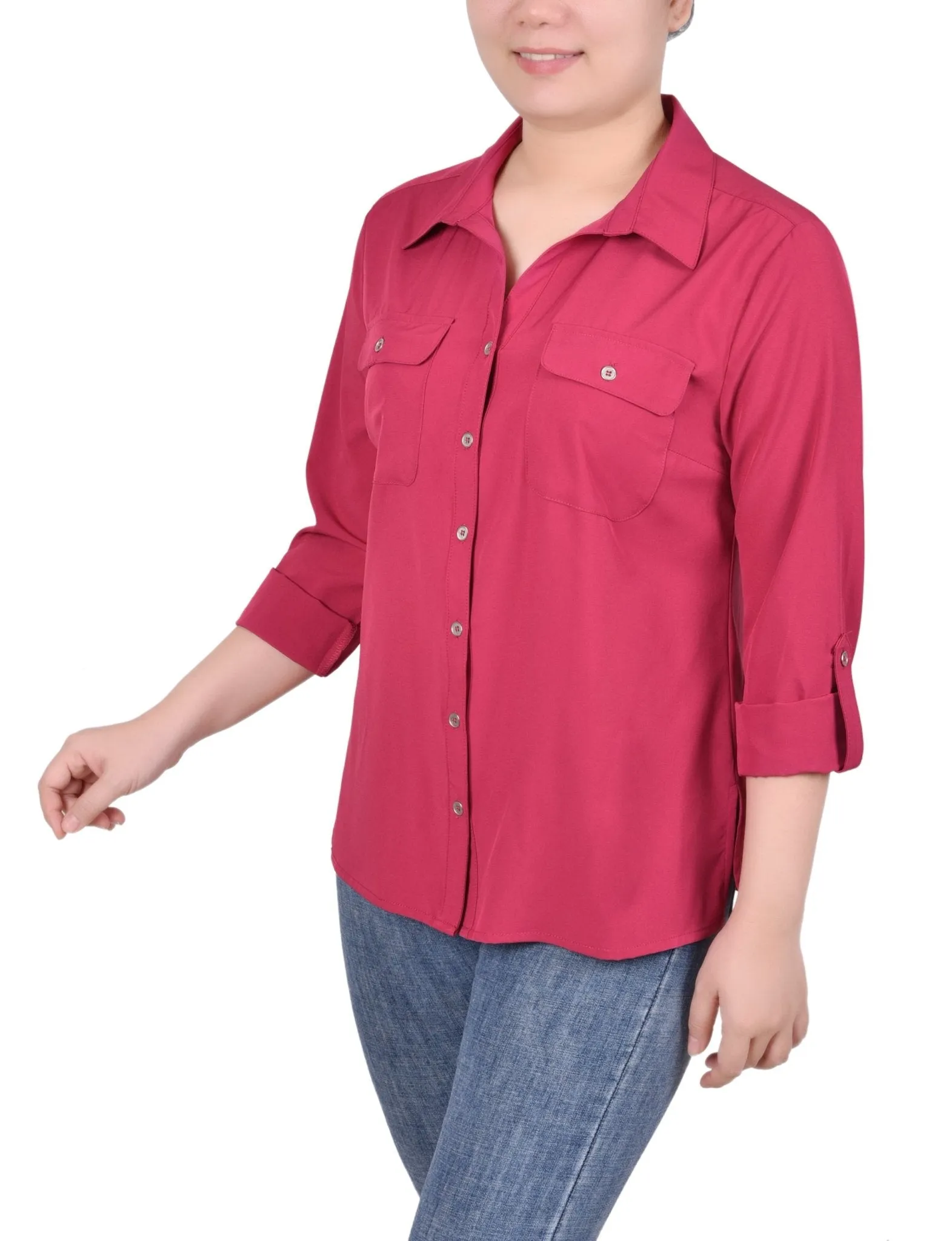 3/4 Roll Tab Blouse With Pockets - Petite sold by Dress Barn product image thumbnail 2