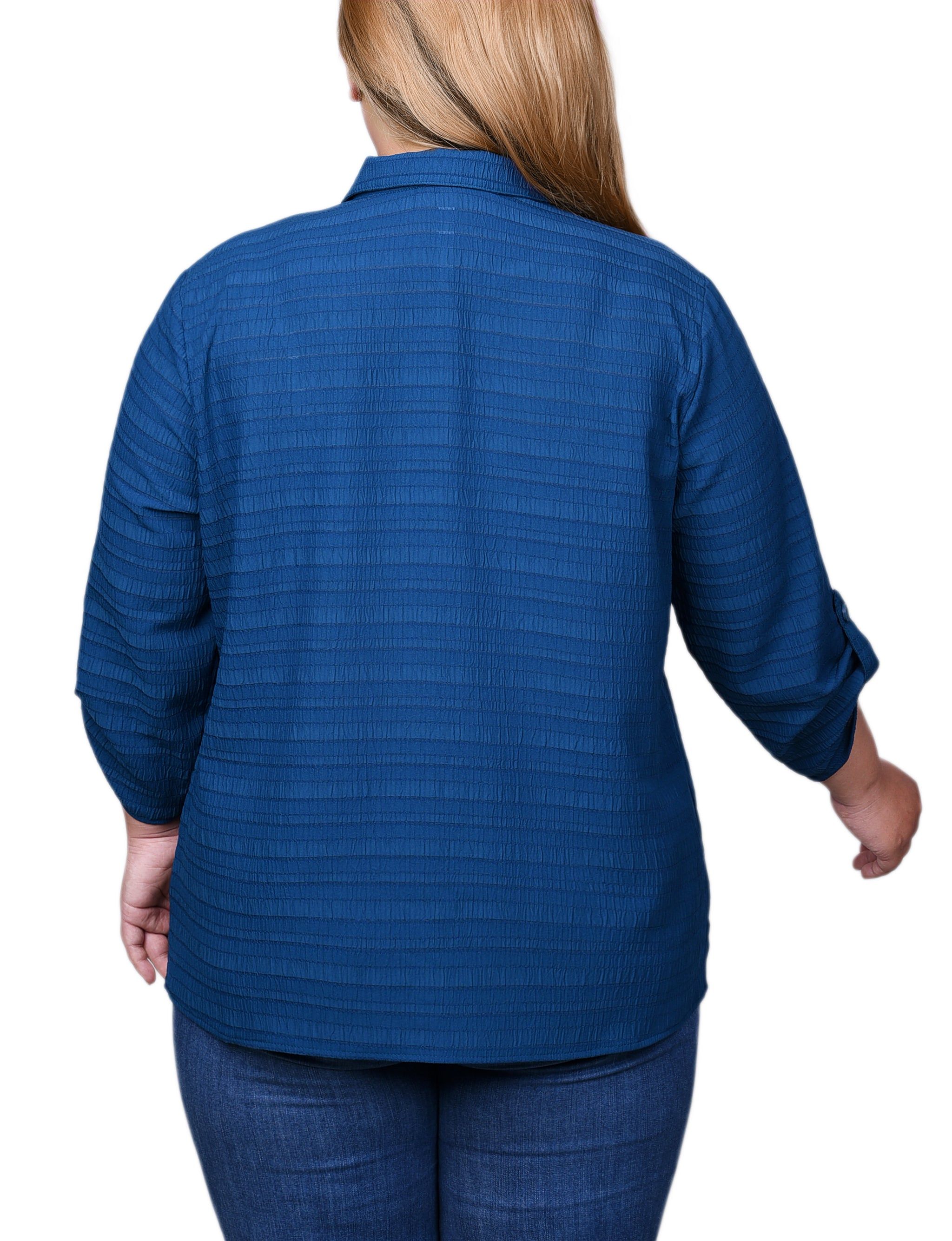 NY Collection 3/4 Sleeve Woven Jacquard Blouse - Plus sold by Dress Barn product image thumbnail 4