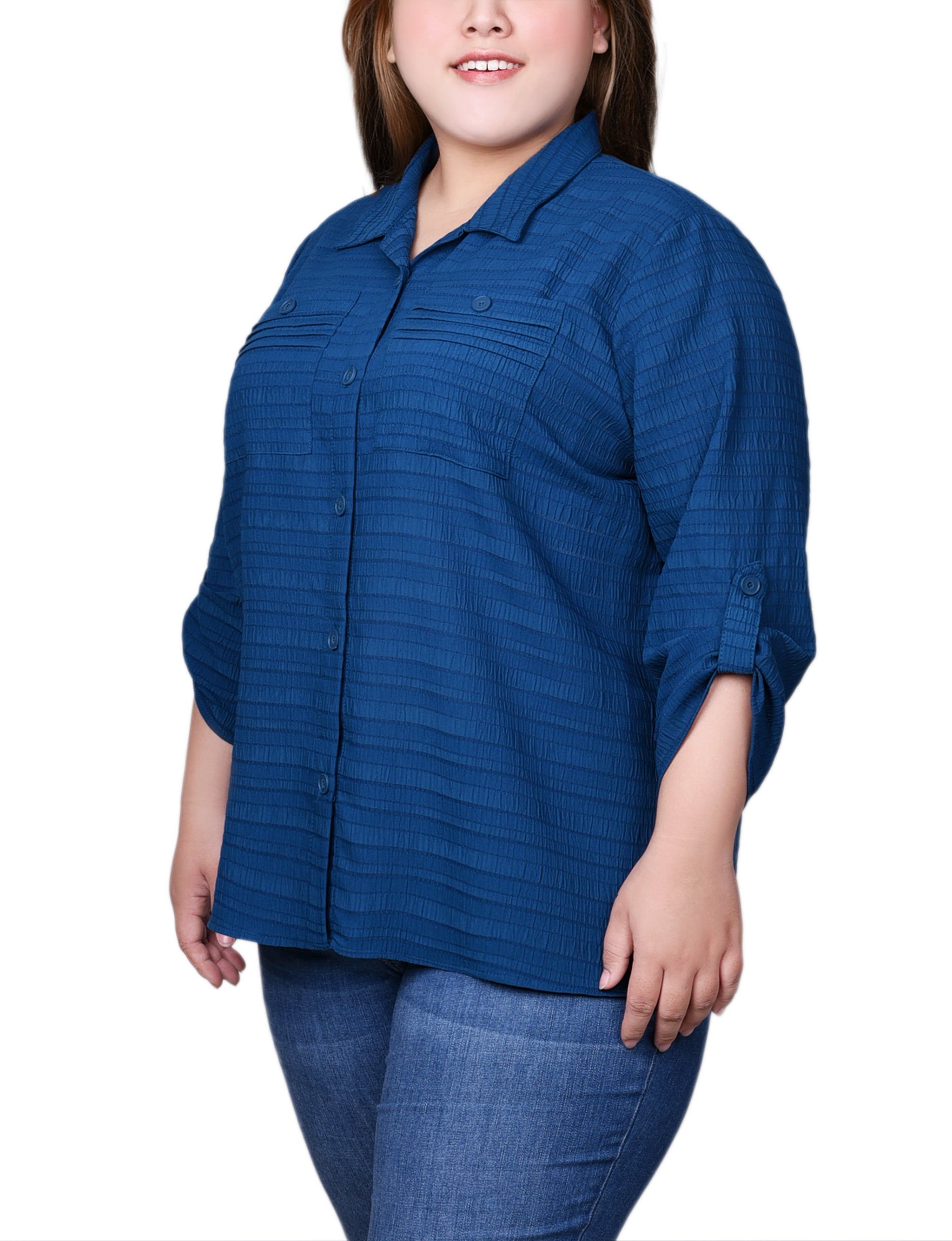 NY Collection 3/4 Sleeve Woven Jacquard Blouse - Plus sold by Dress Barn product image thumbnail 2