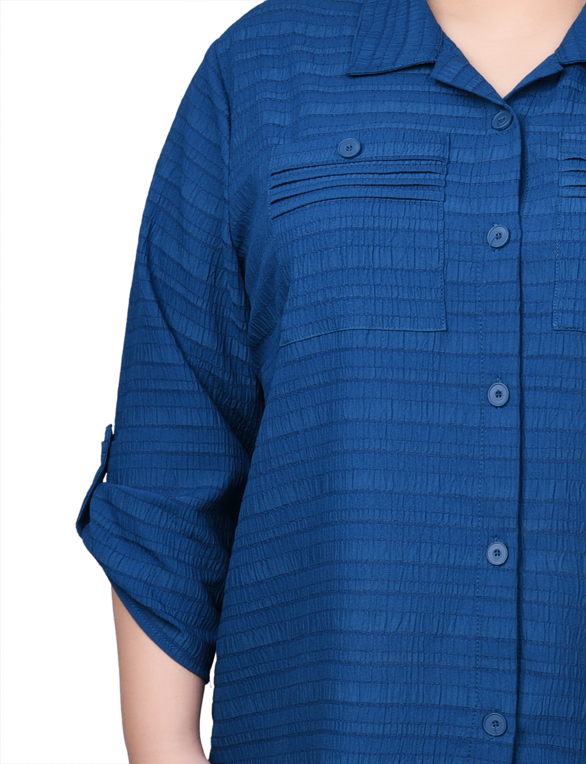 NY Collection 3/4 Sleeve Woven Jacquard Blouse - Plus sold by Dress Barn product image thumbnail 3