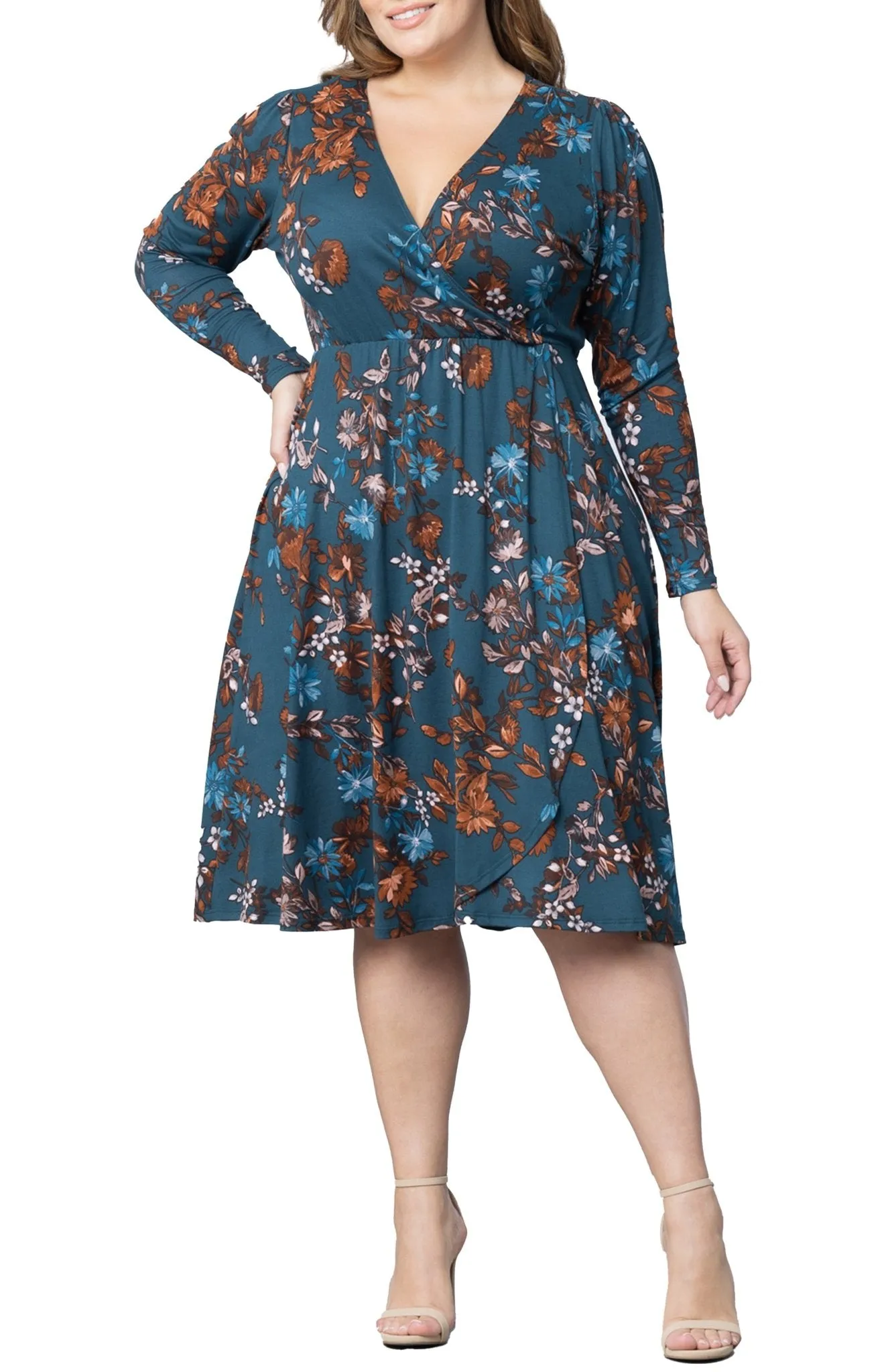 Aster Faux Wrap Dress - Plus sold by Dress Barn