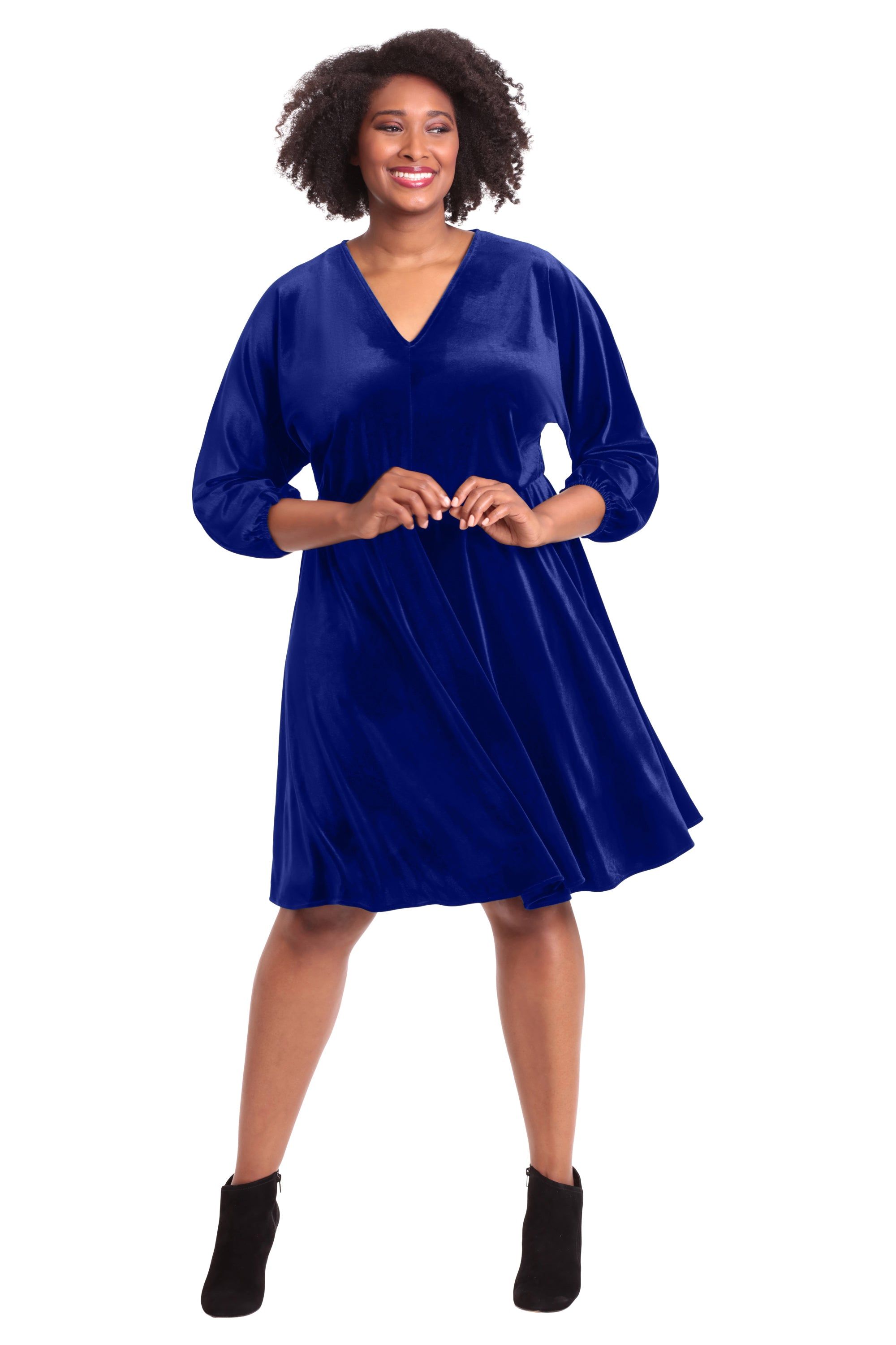 Dolman V-Neck Velvet Mini Dress - Plus sold by Dress Barn product image thumbnail 3