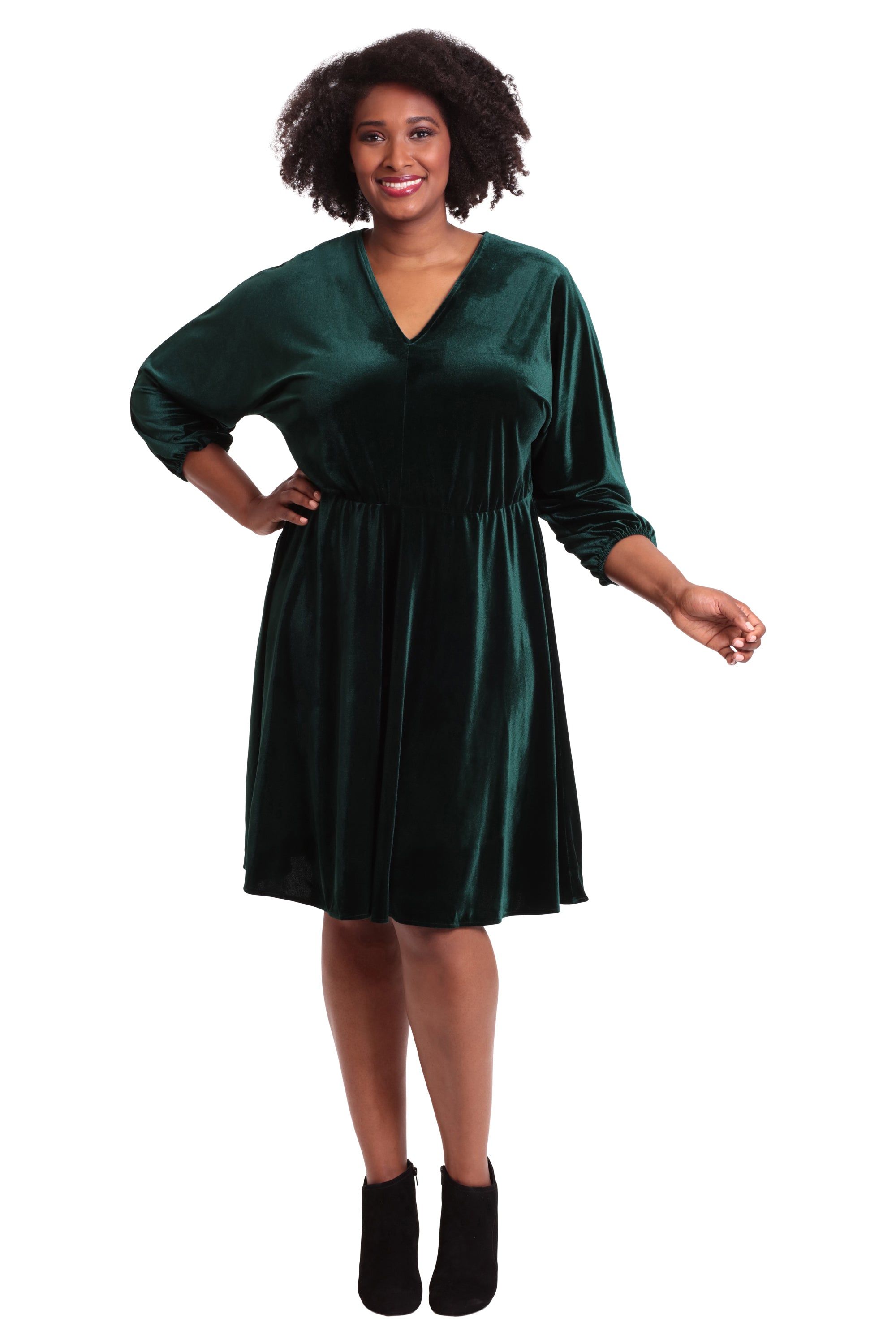 Dolman V-Neck Velvet Mini Dress - Plus sold by Dress Barn product image thumbnail 5