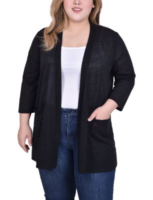 NY Collection 3/4 Sleeve Two Pocket Cardigan - Plus sold by Dress Barn