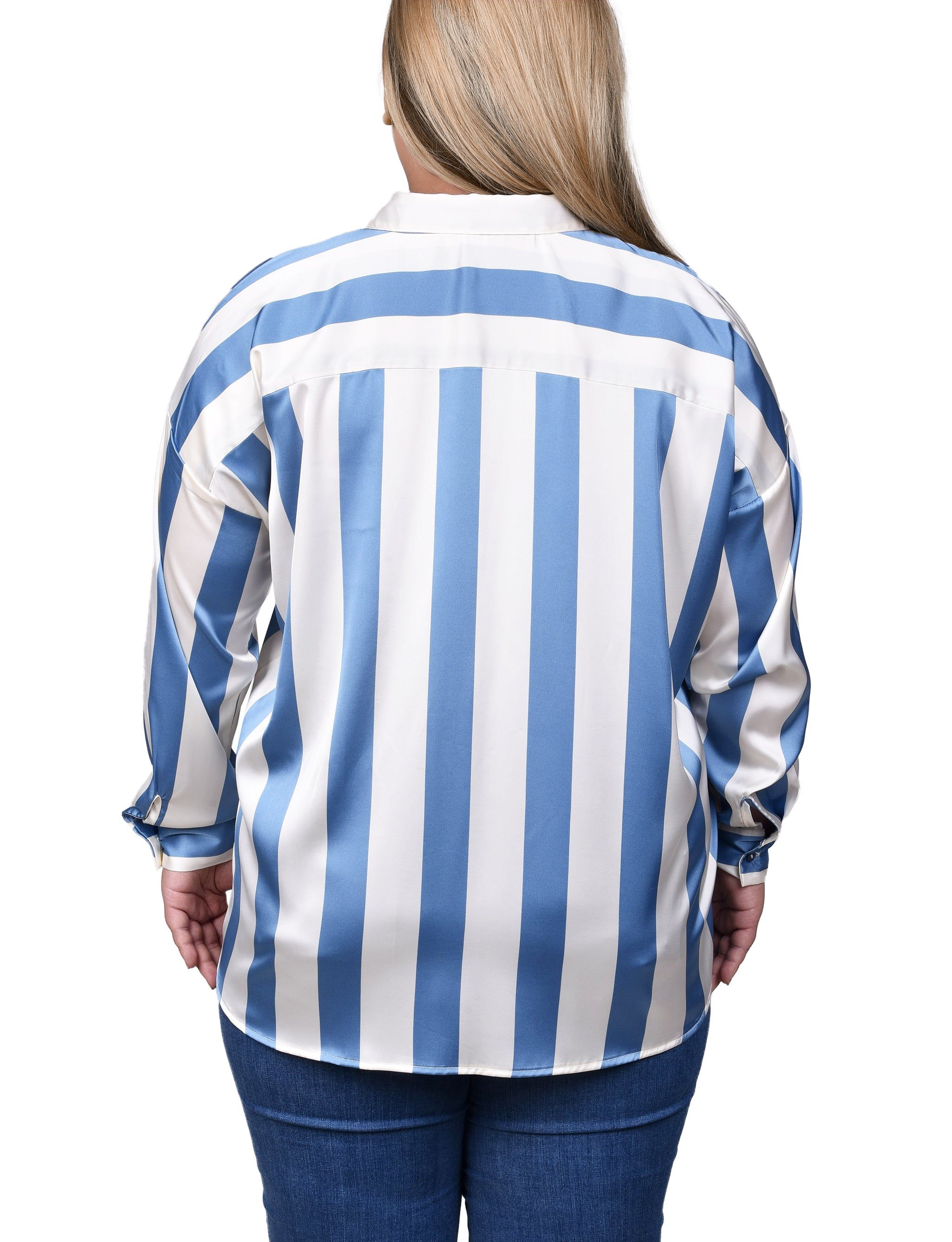 NY Collection Long Sleeve Striped Satin Blouse - Plus sold by Dress Barn product image thumbnail 4