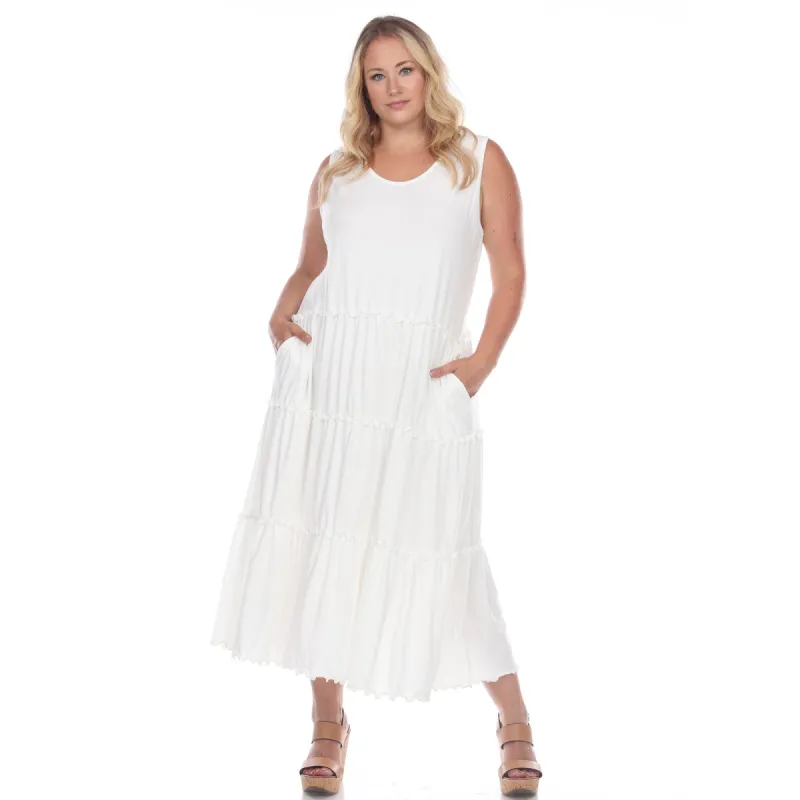 Scoop Neck Tiered Midi Dress - Plus sold by Dress Barn