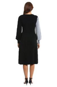 Faux Wrap Side Tie Color Block Midi Dress sold by Dress Barn