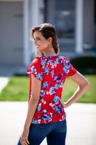 Floral Flutter Sleeve Bubble Hem Blouse sold by Dress Barn