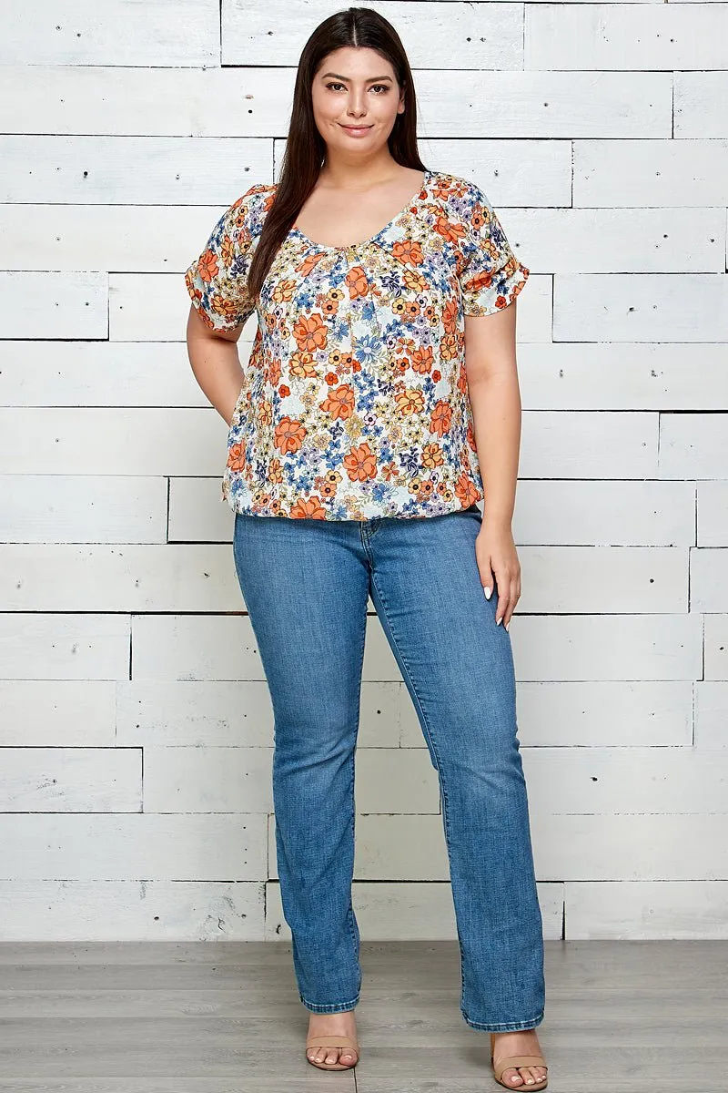 Sara Michelle Short Sleeve Front Bubble Hem Blouse - Plus sold by Dress Barn product image thumbnail 3