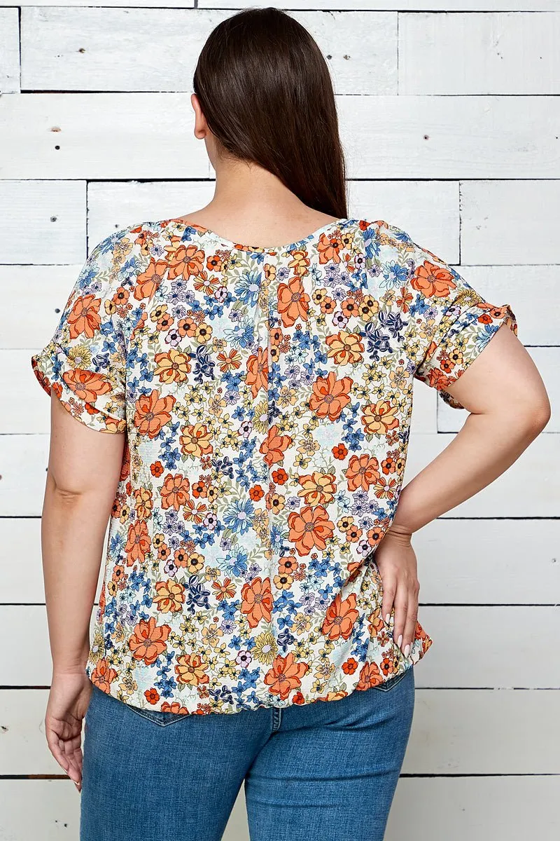 Sara Michelle Short Sleeve Front Bubble Hem Blouse - Plus sold by Dress Barn product image thumbnail 2