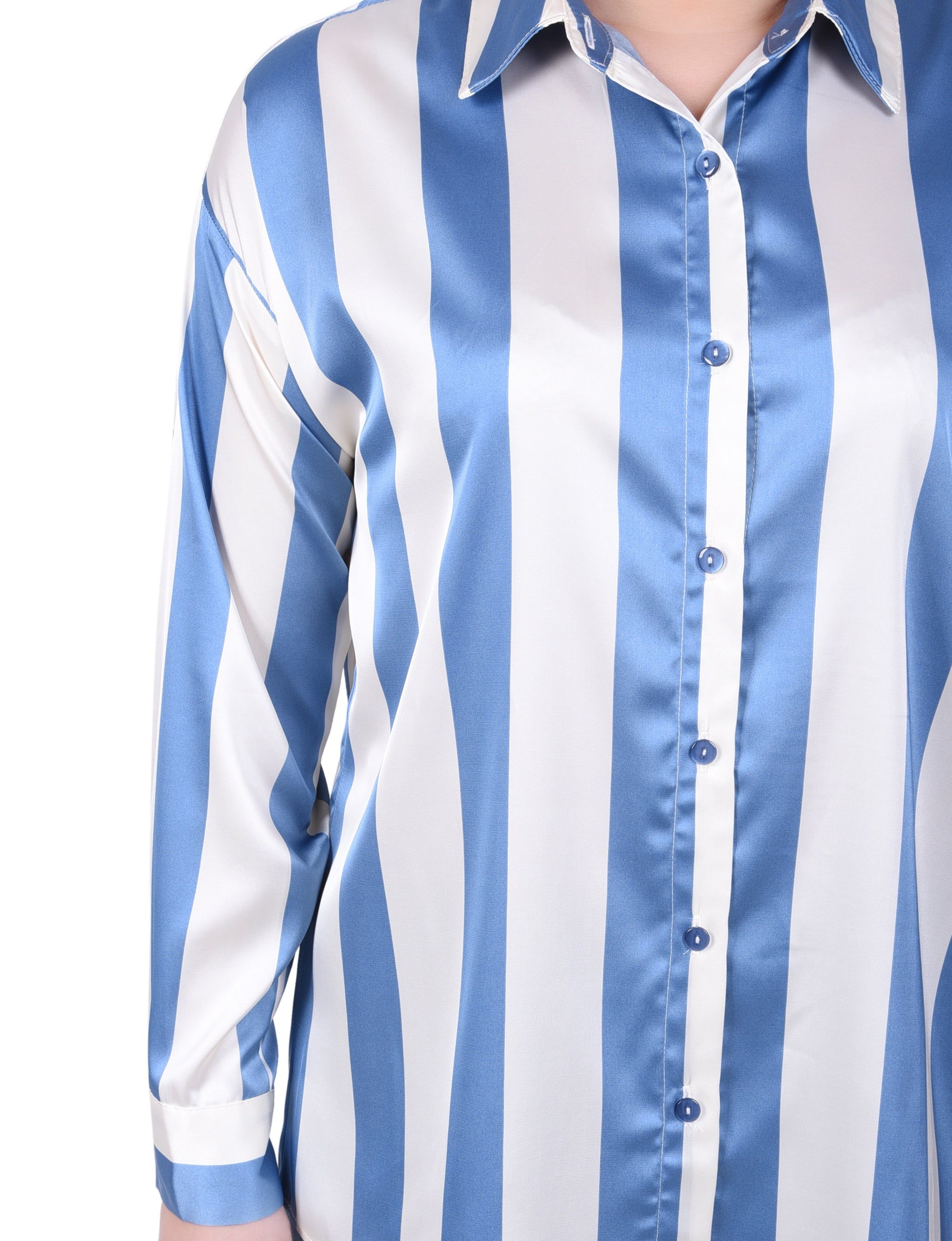 NY Collection Long Sleeve Striped Satin Blouse - Petite sold by Dress Barn product image thumbnail 3