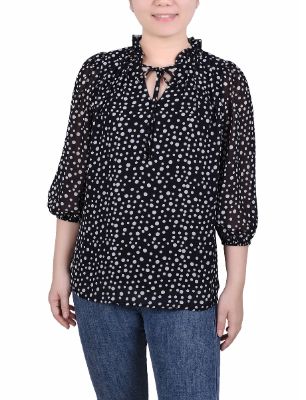NY Collection3/4 Sleeve Chiffon Blouse - Petite sold by Dress Barn