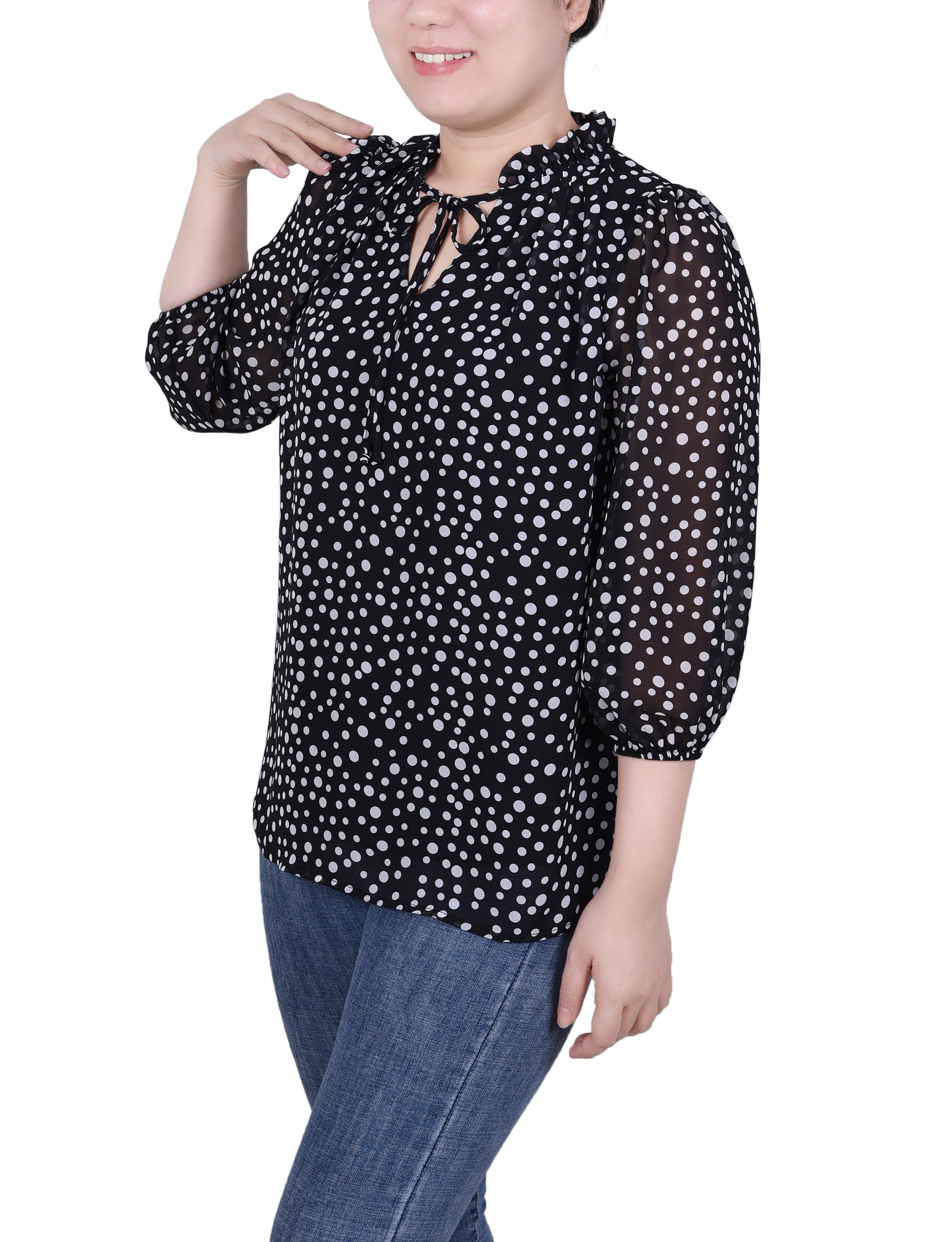 NY Collection3/4 Sleeve Chiffon Blouse - Petite sold by Dress Barn product image thumbnail 2