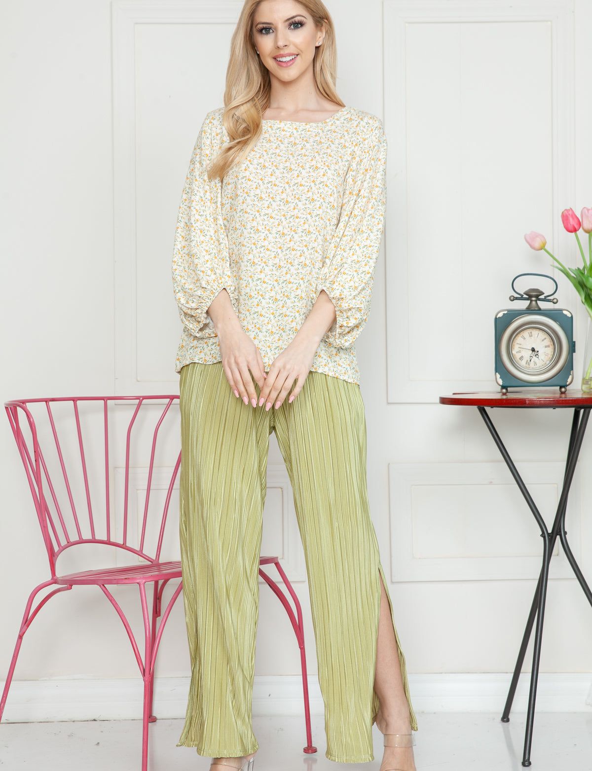 Ditsy Floral Lantern Sleeve Top sold by Dress Barn product image thumbnail 3