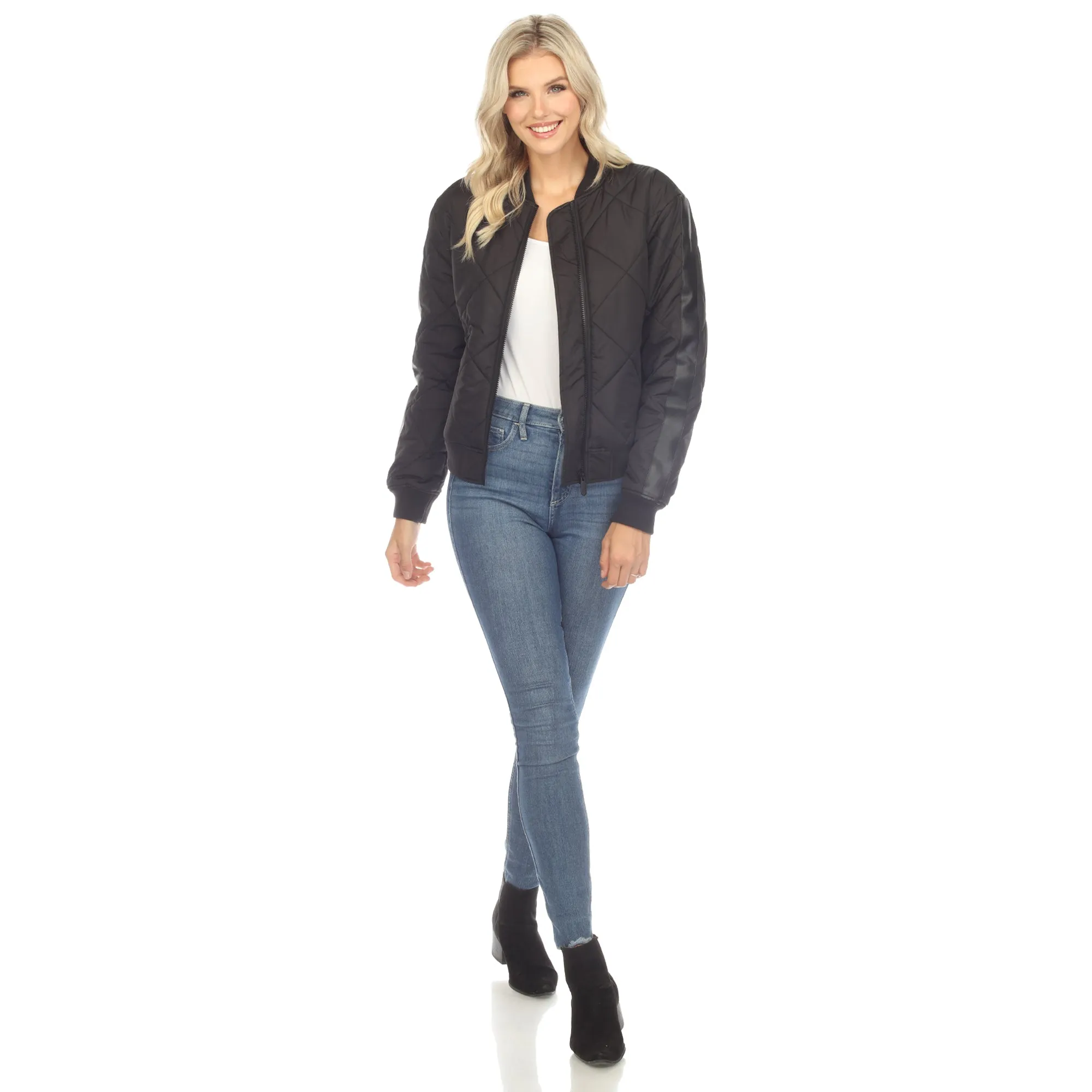 Lightweight Diamond Quilted Puffer Bomber Jacket sold by Dress Barn product image thumbnail 4