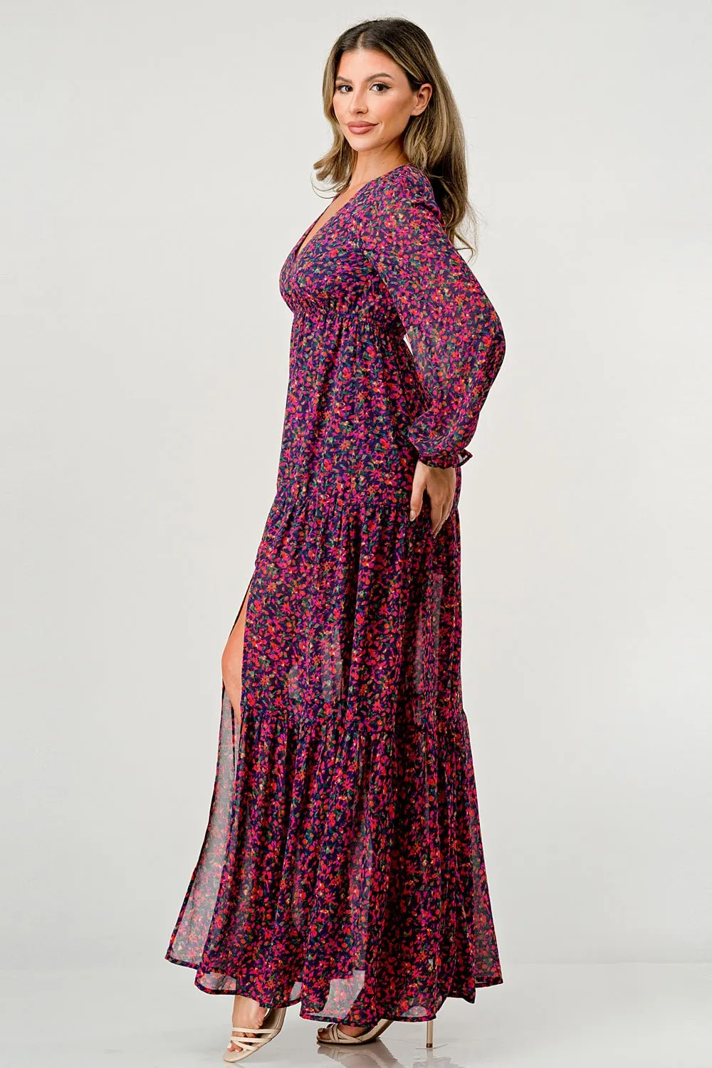 Long slit front elastic waisted maxi dress sold by Dress Barn
