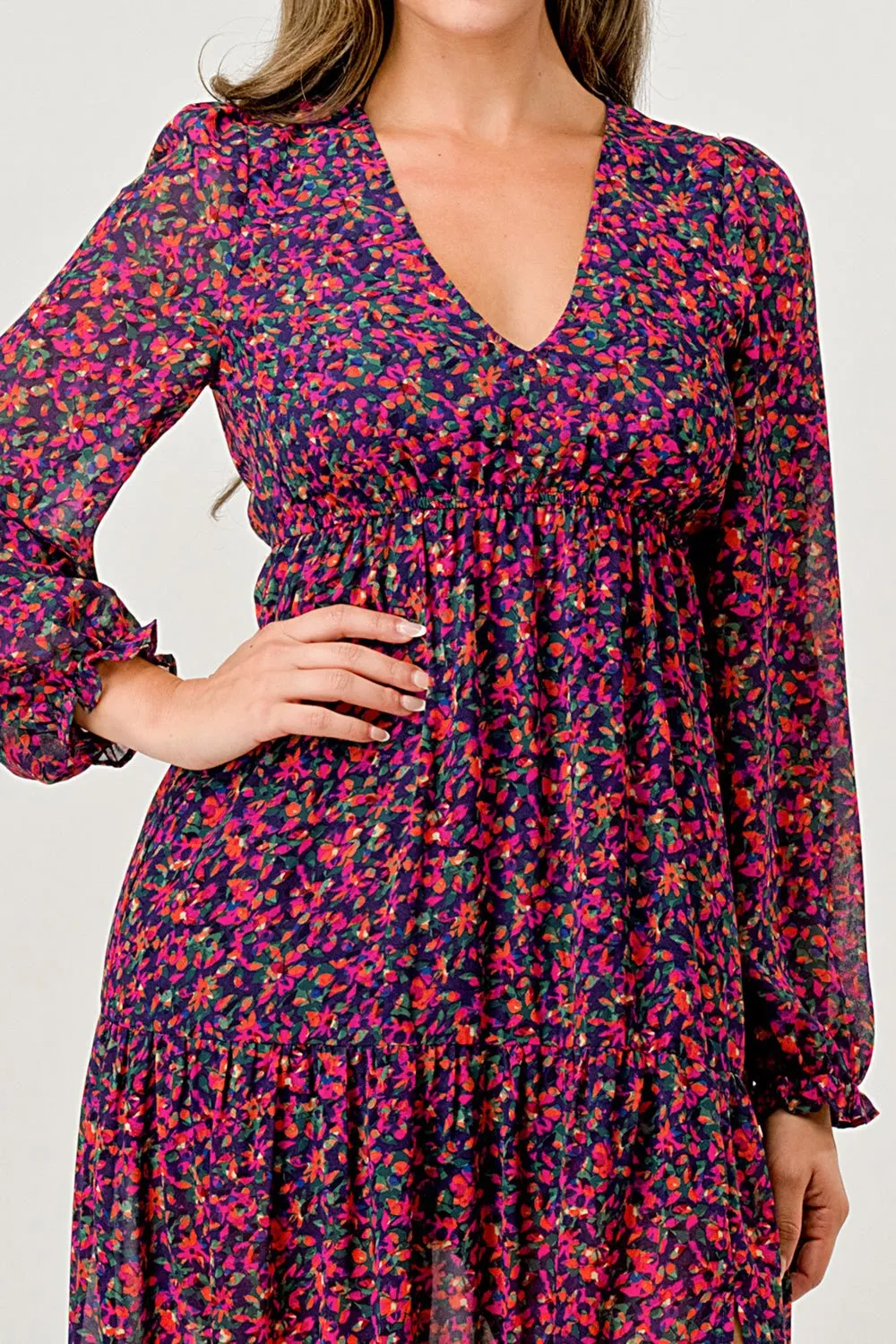 Long slit front elastic waisted maxi dress sold by Dress Barn product image thumbnail 3