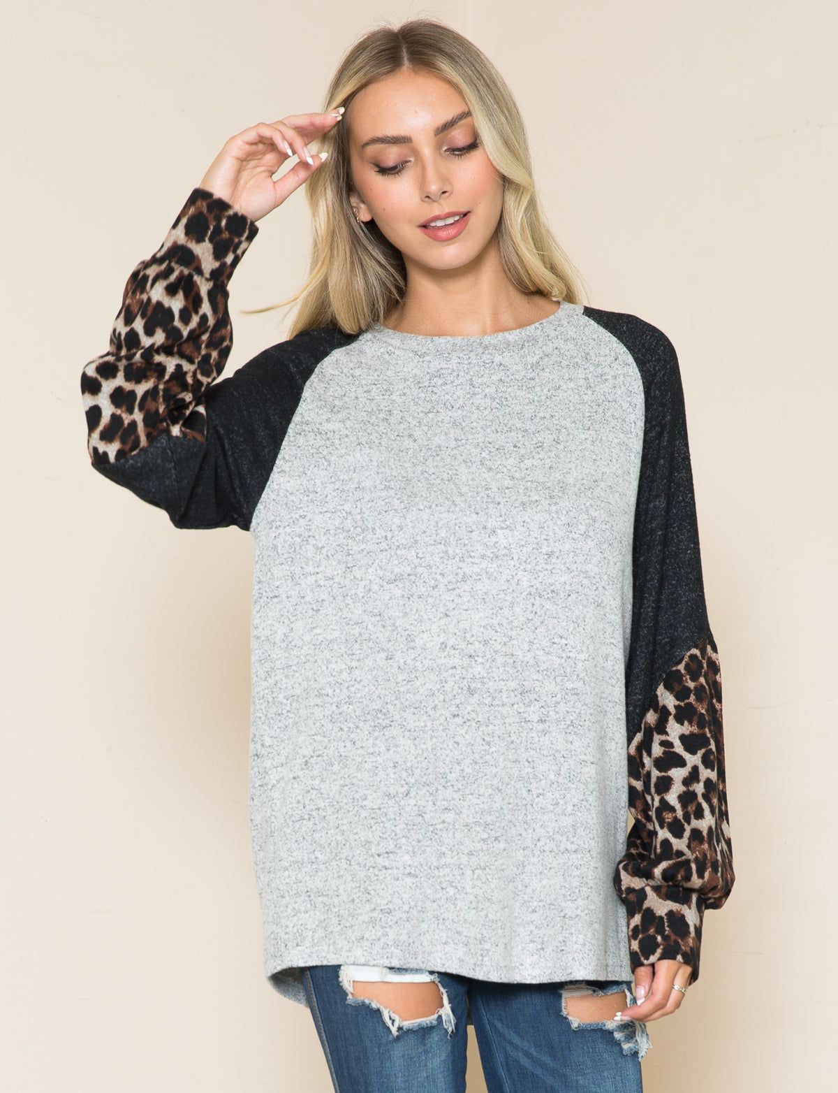 Leopard Puff Long Sleeve Knit Top sold by Dress Barn product image thumbnail 4